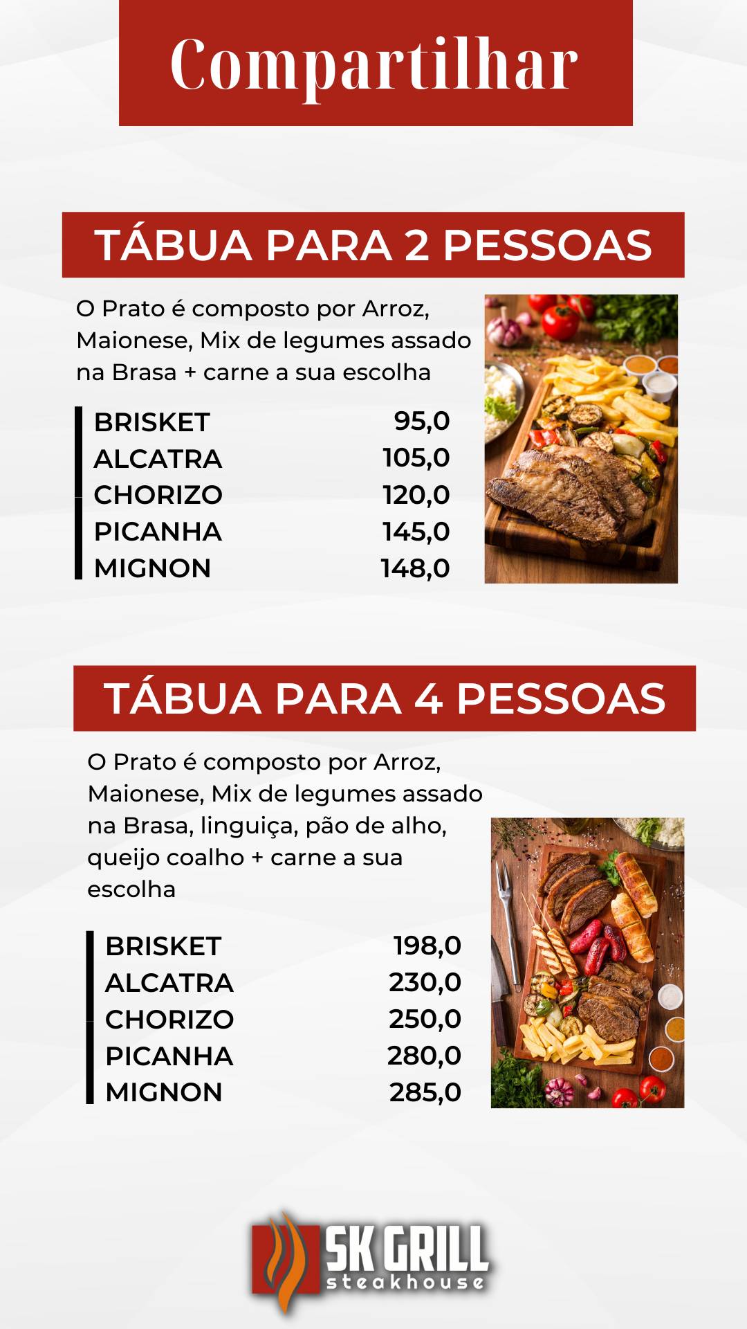 SK Grill - SteakHouse cardápio