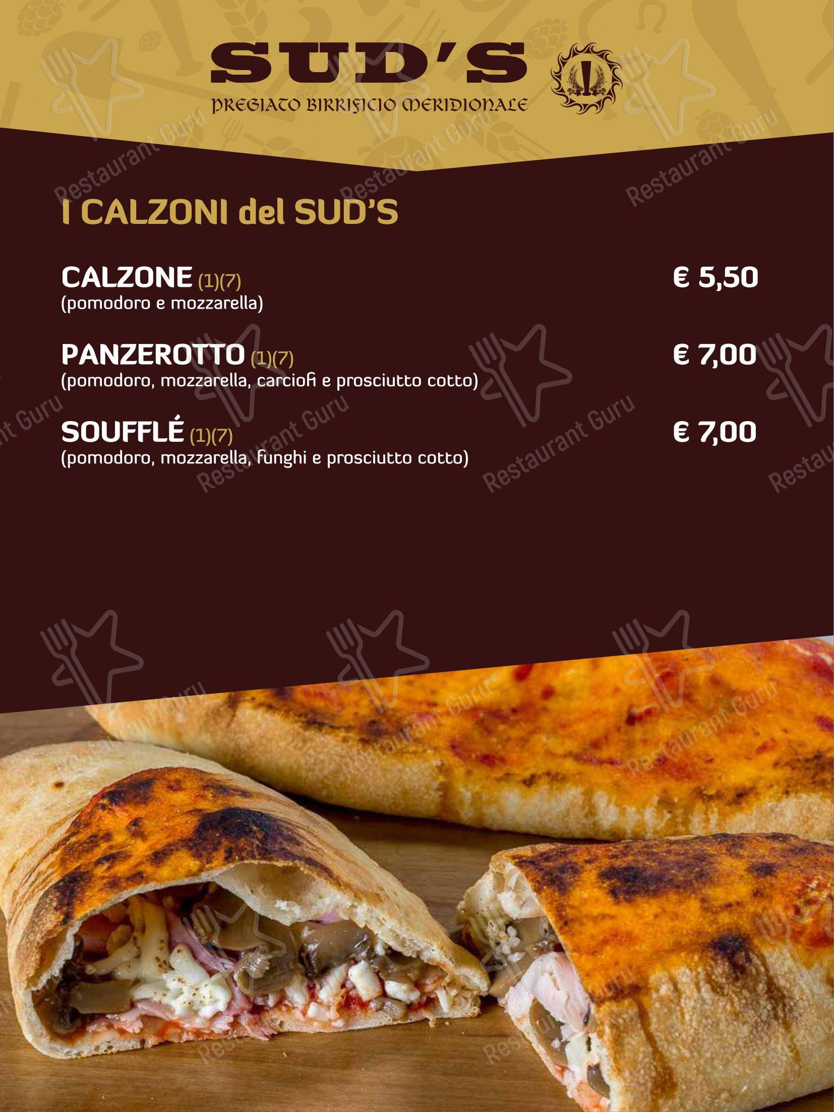 Sud's in Noci - Menu