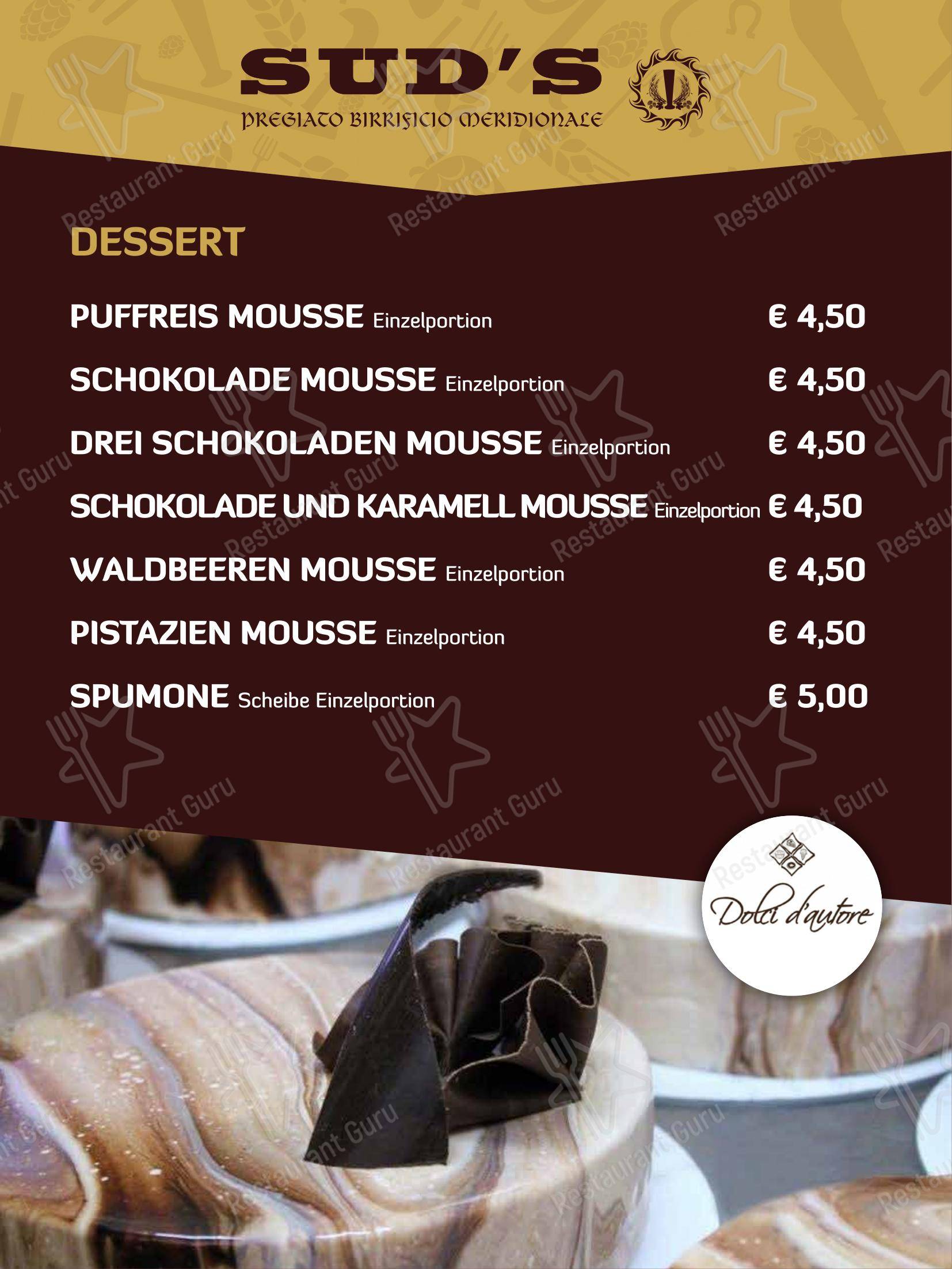 Крафт меню per Sud's ristorante
