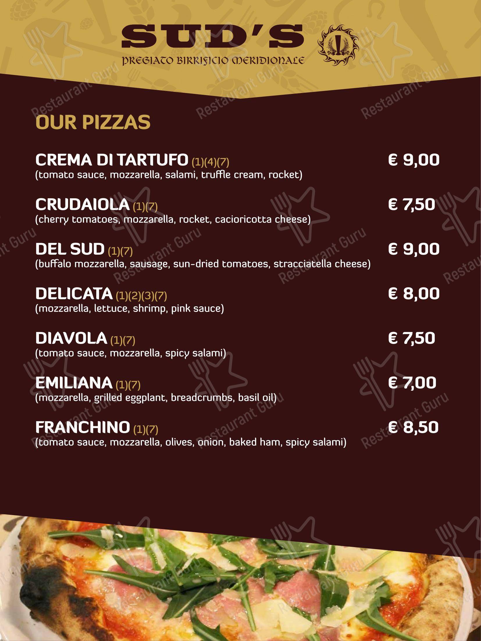 菜单 per Sud's ristorante