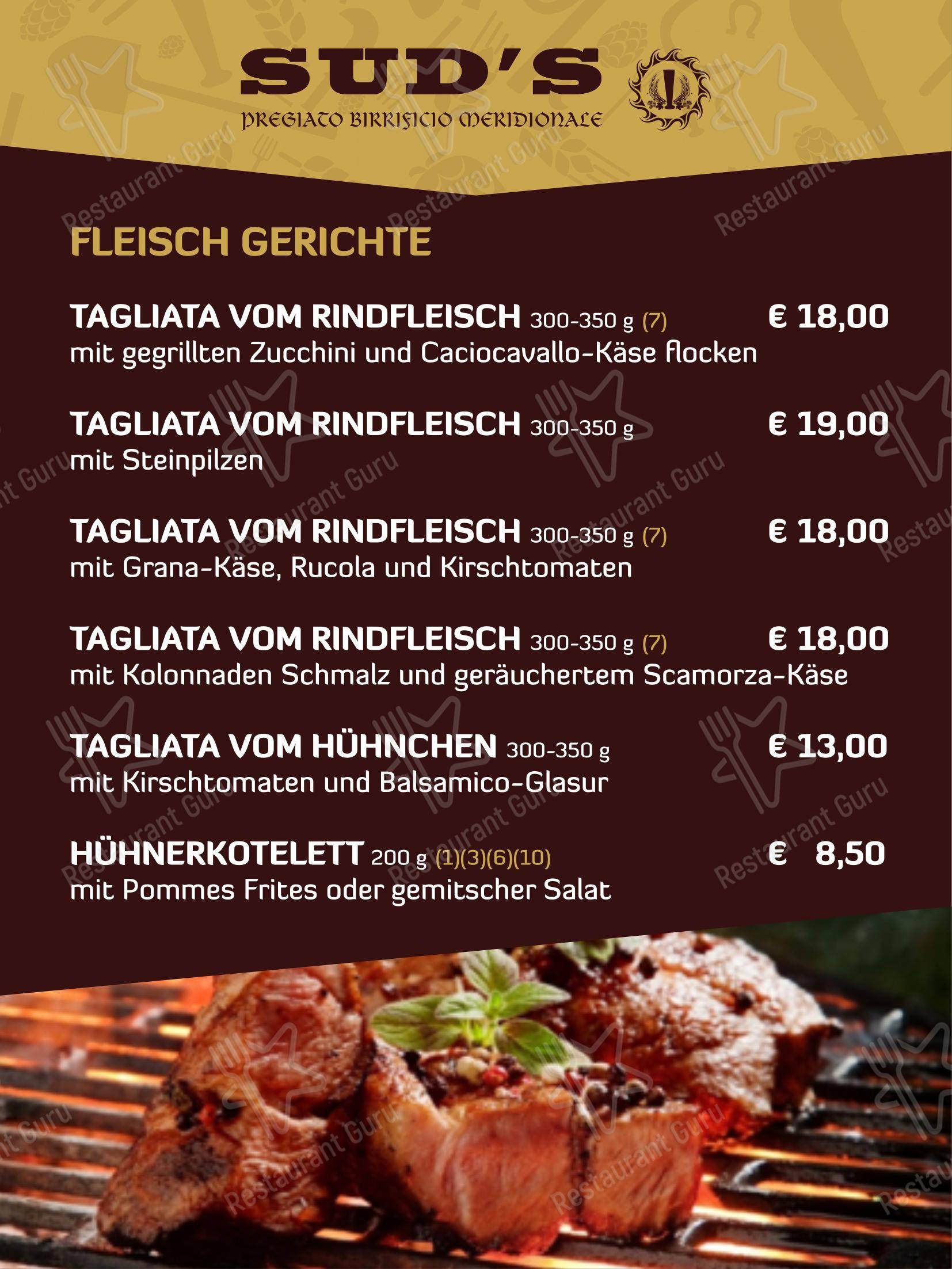 Menu di Sud's - Крафт меню
