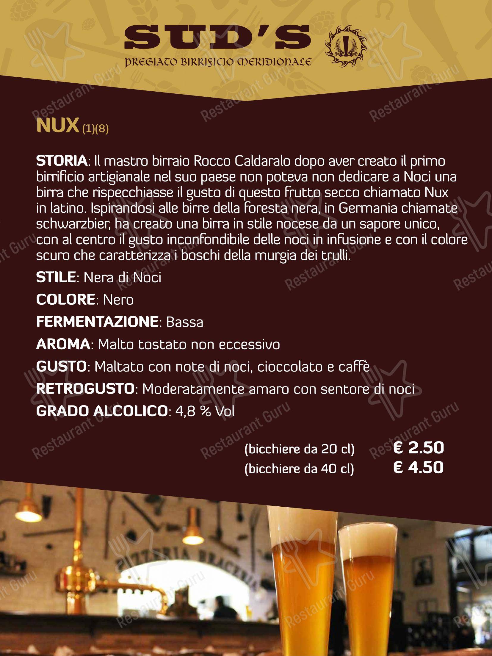 Menu per Sud's in Noci