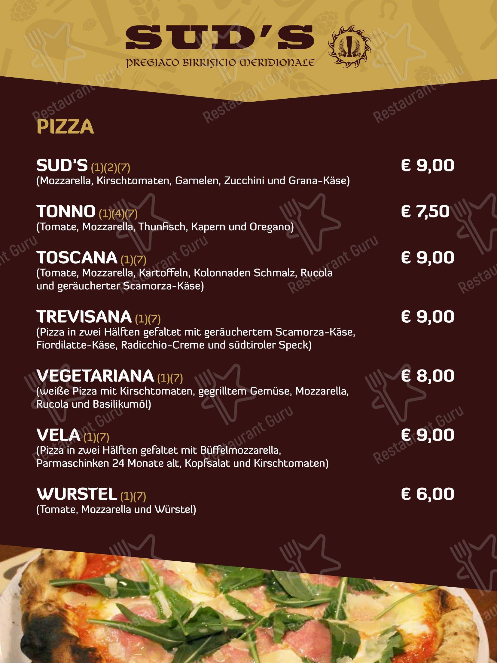 Menu di Sud's - Крафт меню
