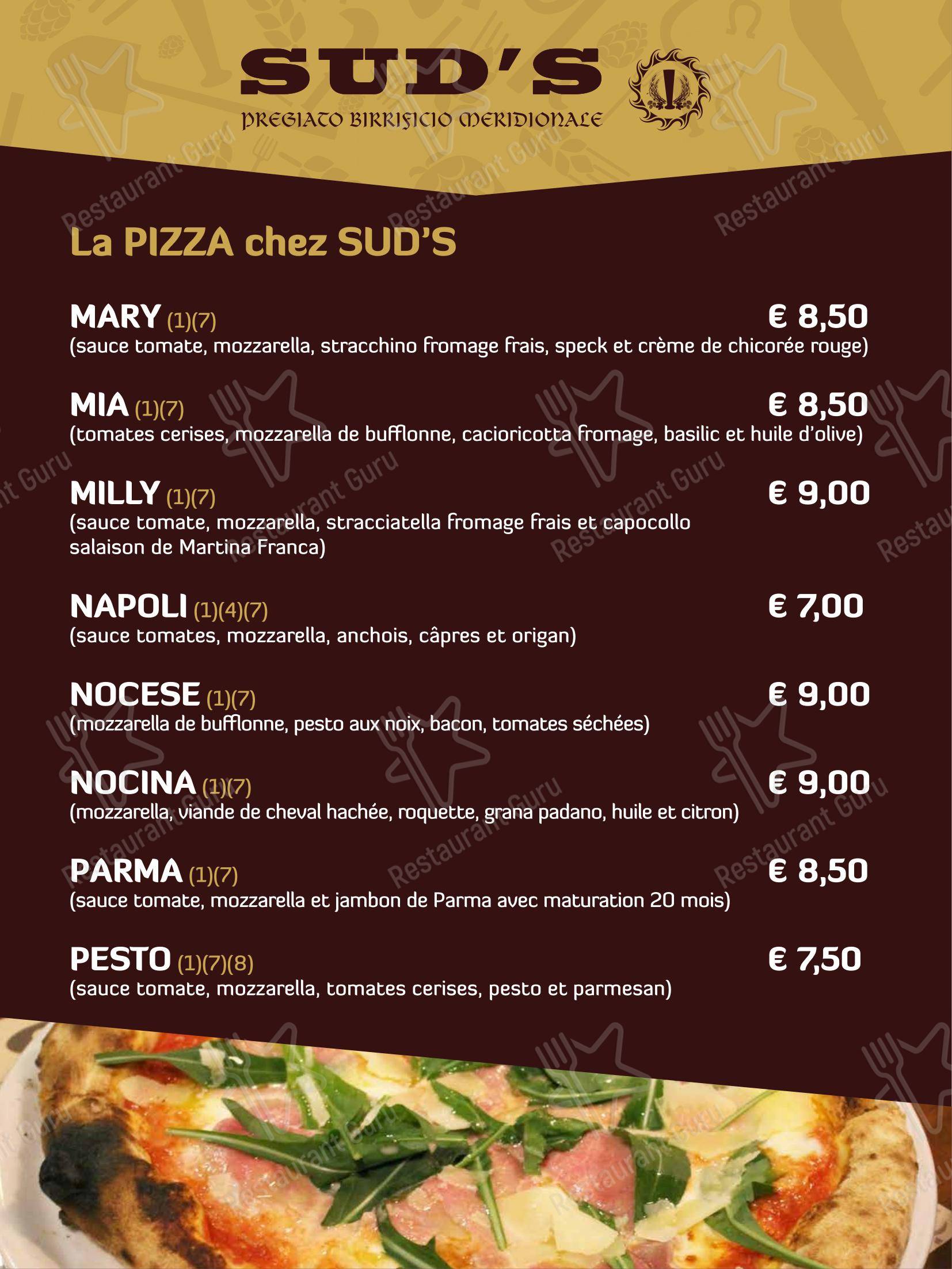 Menu di Sud's - Коктейльная карта