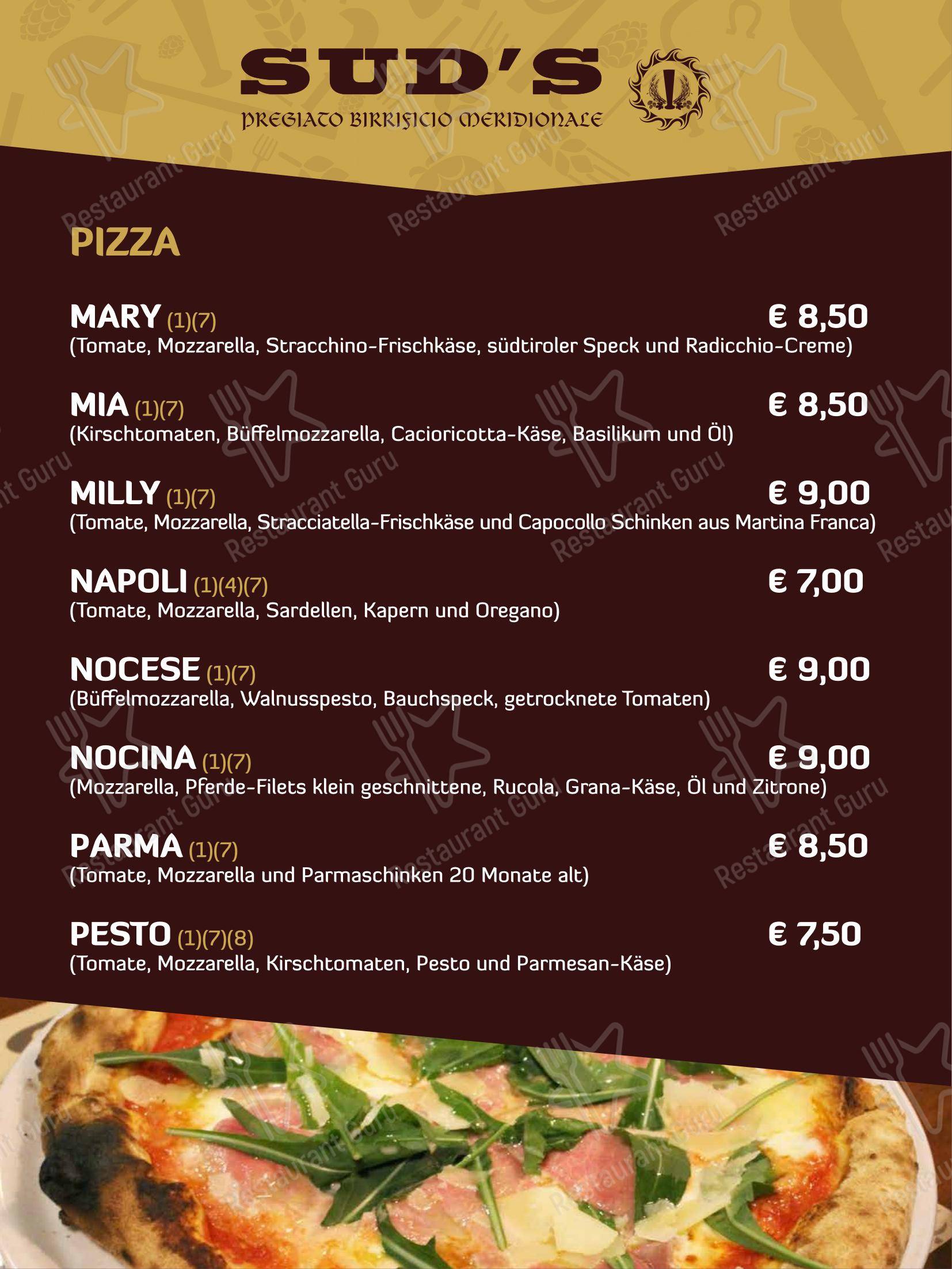 Крафт меню per Sud's ristorante