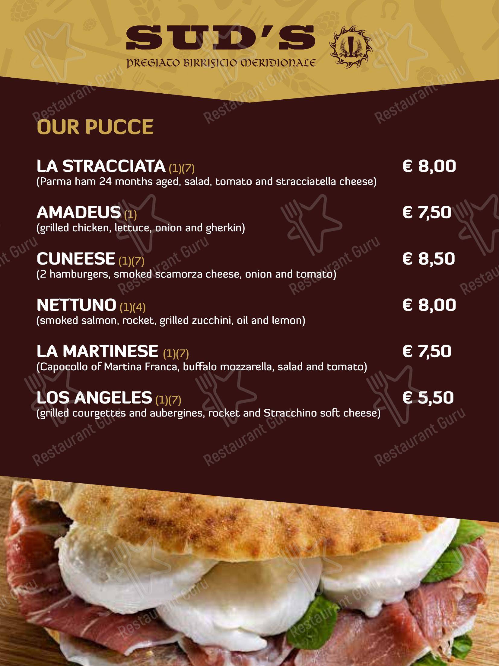菜单 per Sud's in Noci