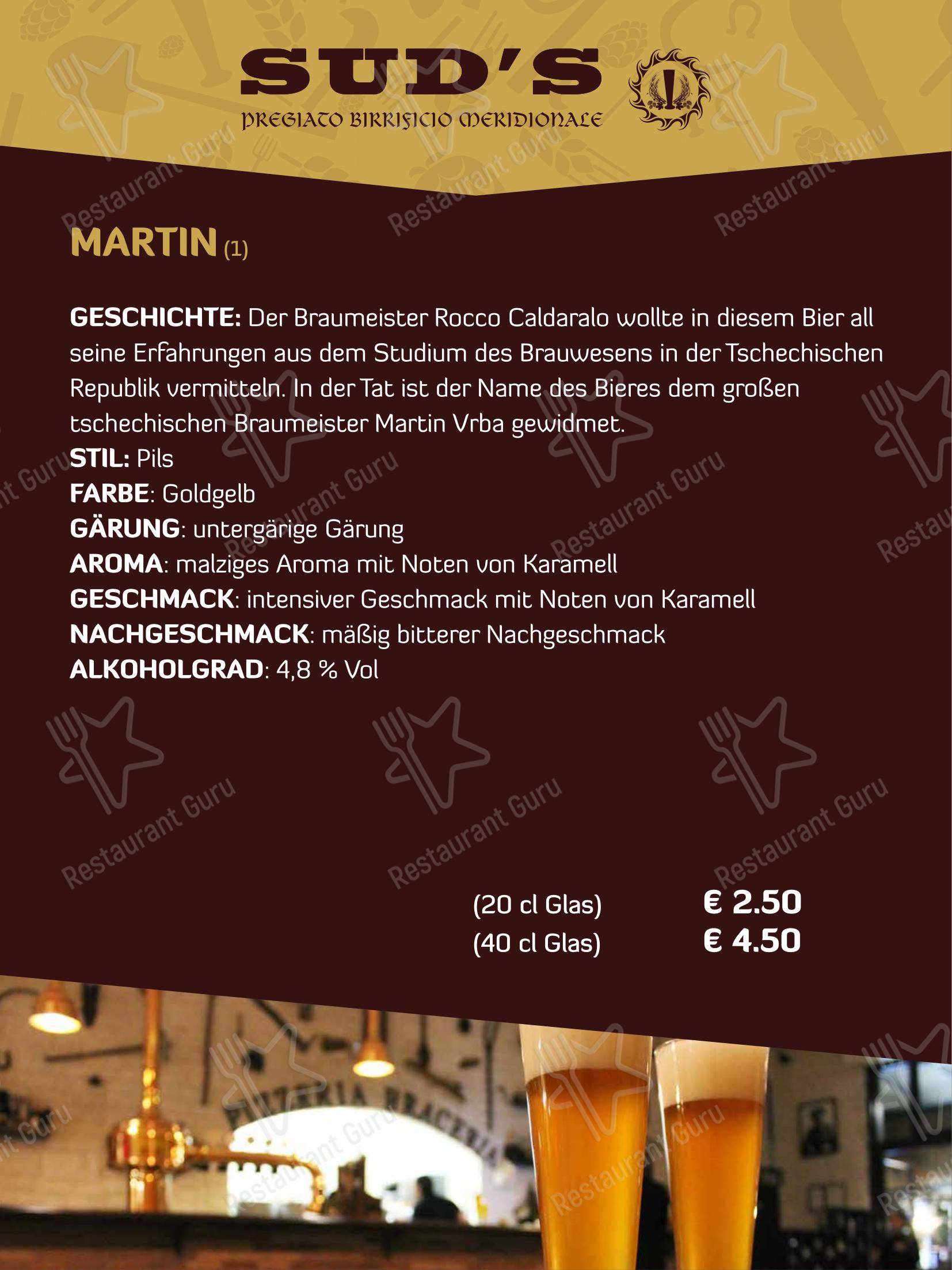 Menu di Sud's - Крафт меню