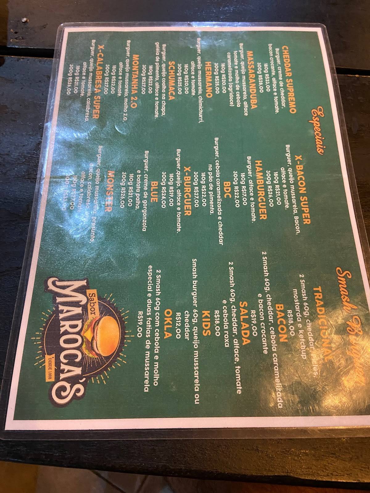 Sabor Maroca's cardápio