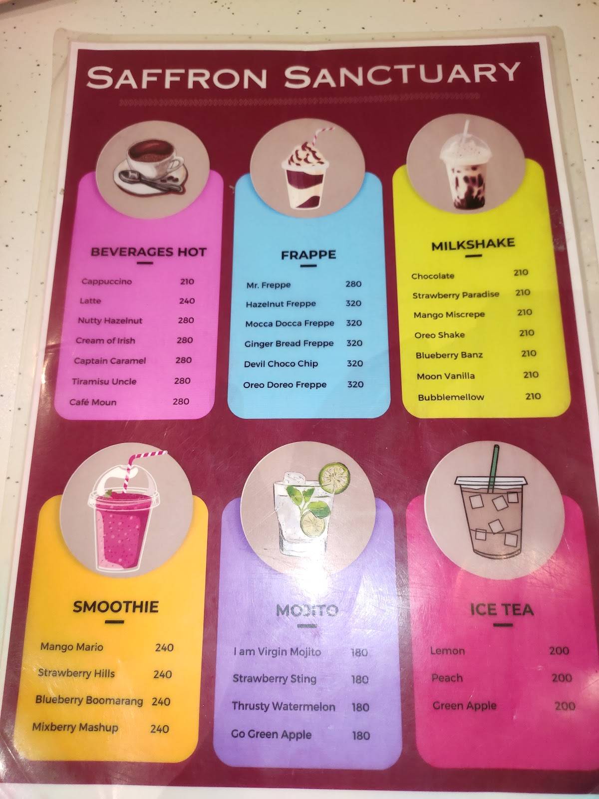 Saffron Sanctuary -From The House Of Ritzz menu