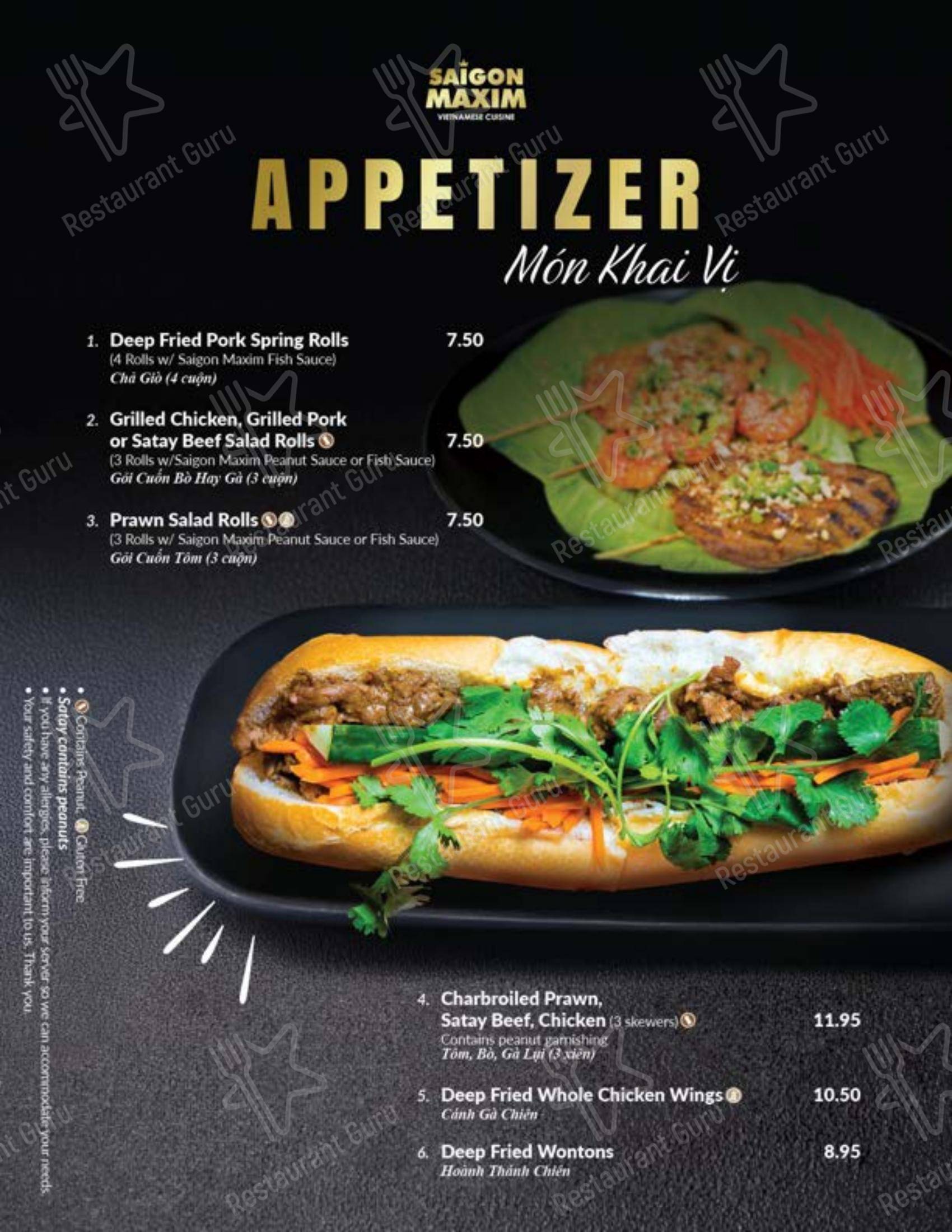 Menu pour Saigon Maxim (Riverbend) dans Calgary