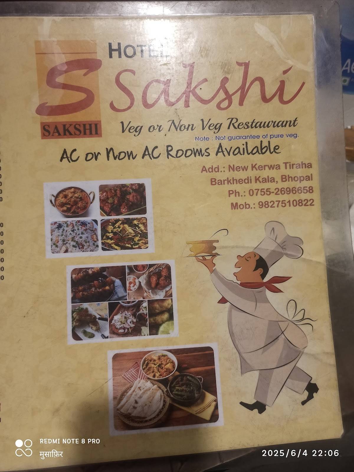 Sakshi Dhaba menu