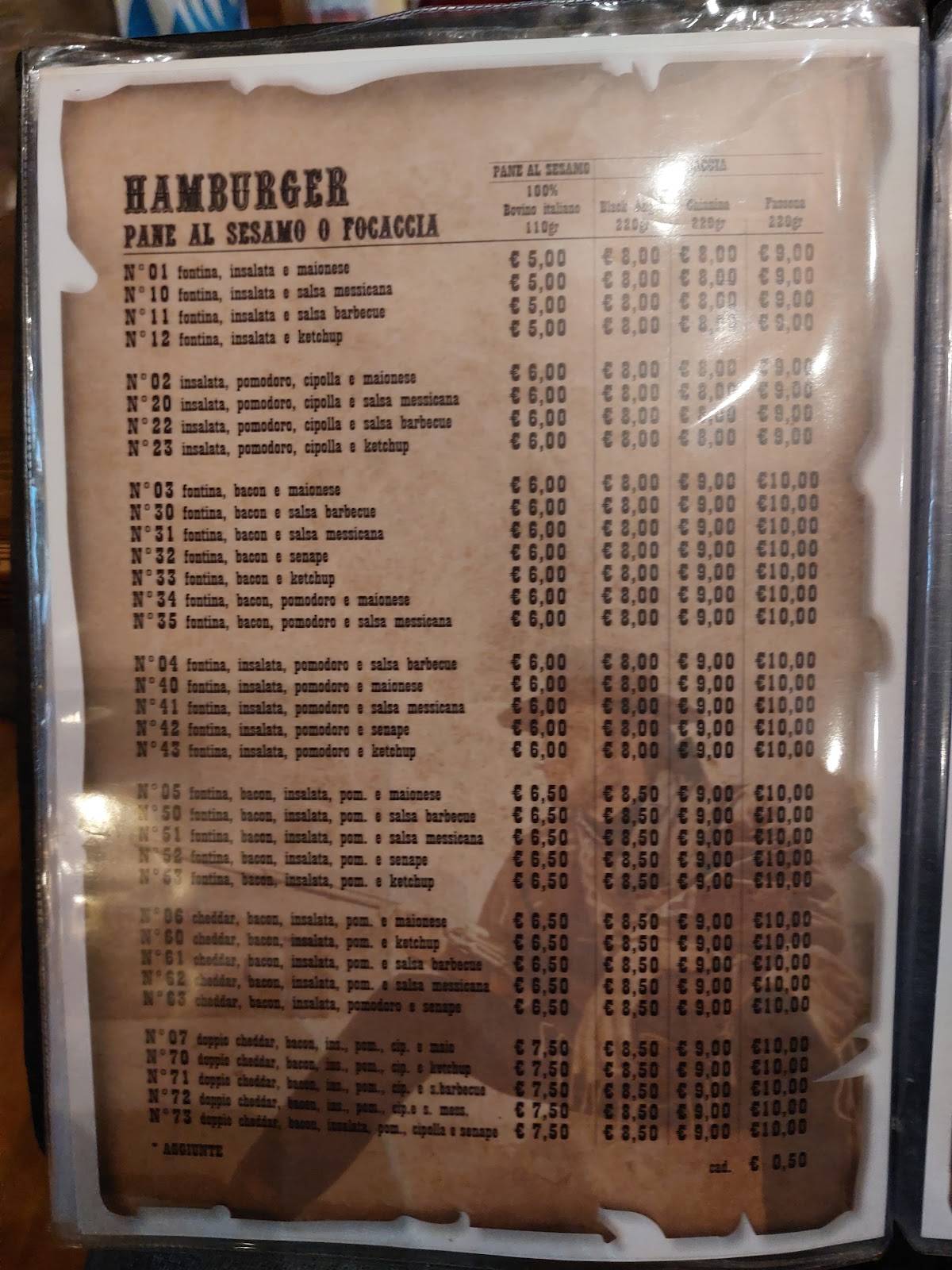 Menu di Saloon 