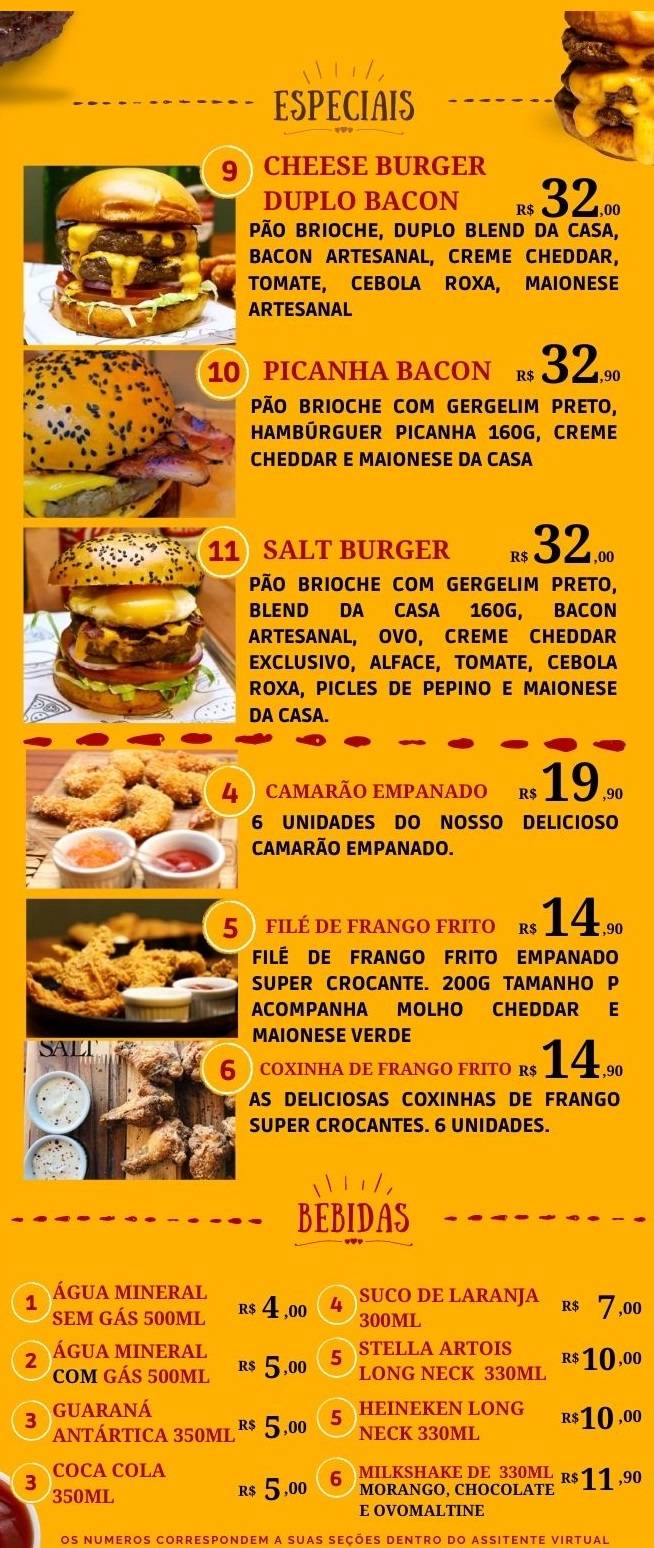 Salt Burger cardápio