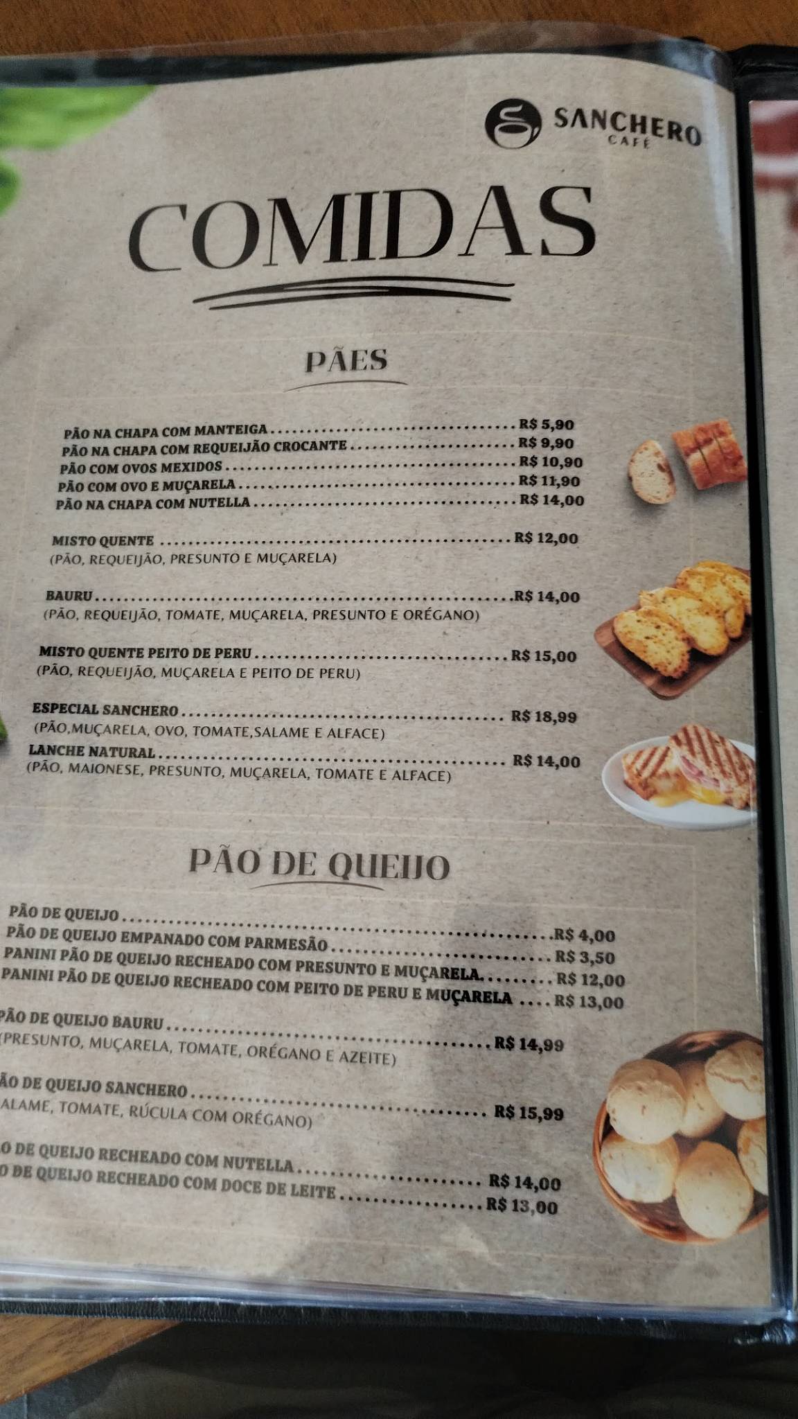 Sanchero Café cardápio