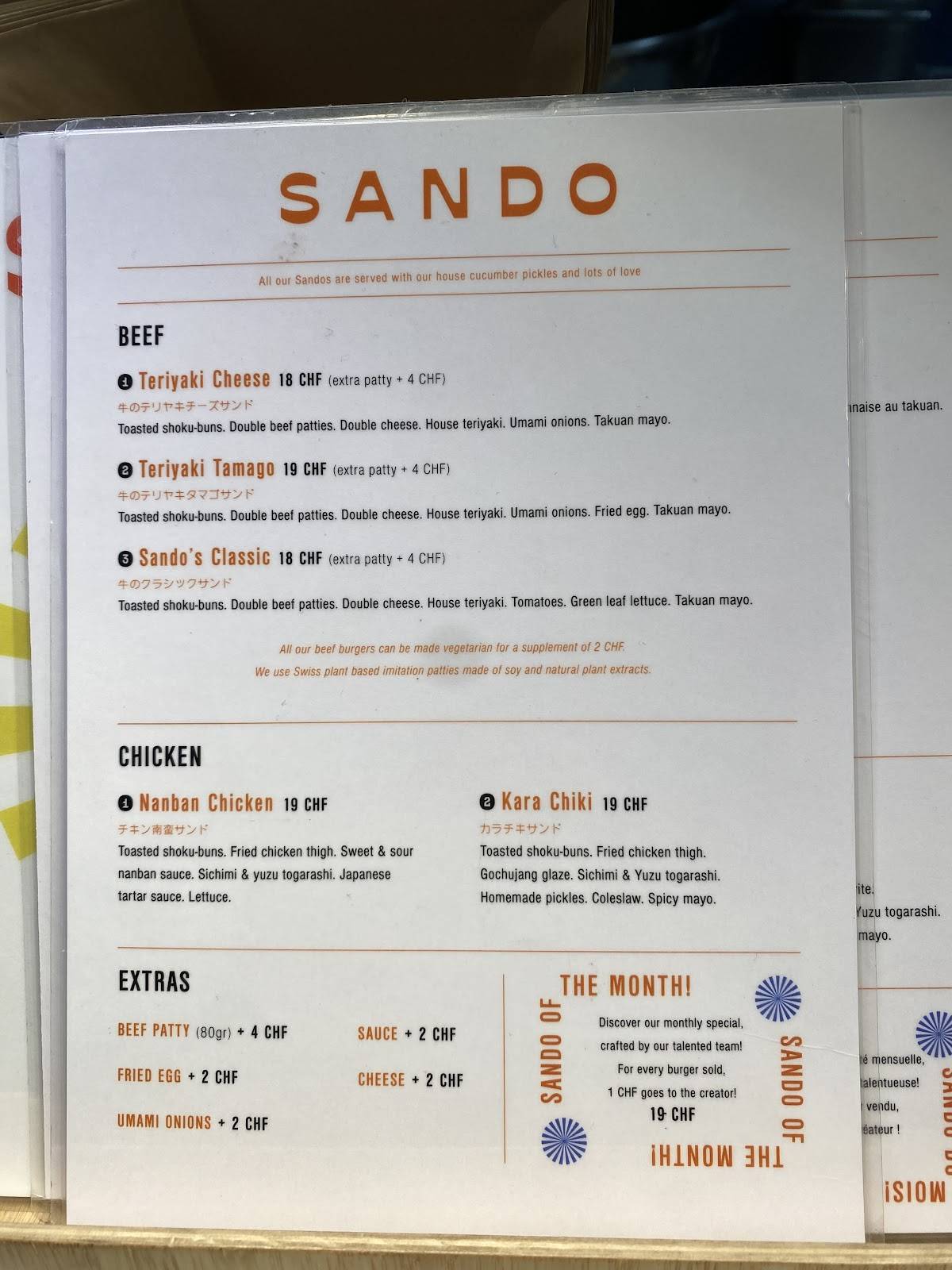 Menu di Sando 