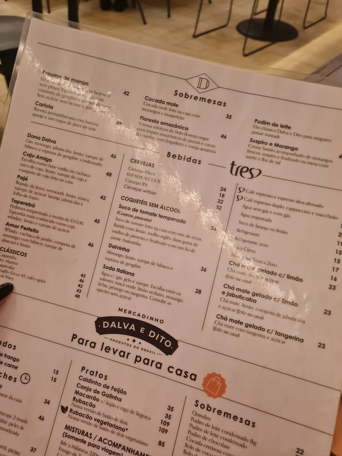 Dalva e Dito cardápio