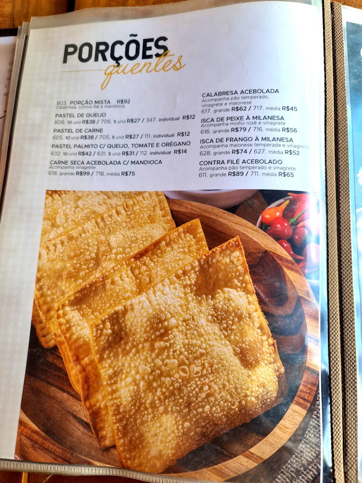 Pompeu e Pompéia cardápio