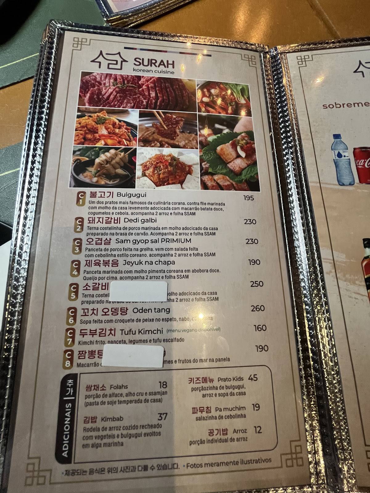 Surah Korean Cuisine Brasil cardápio