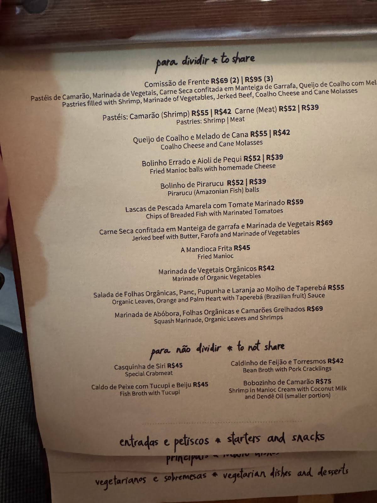 Tordesilhas cardápio