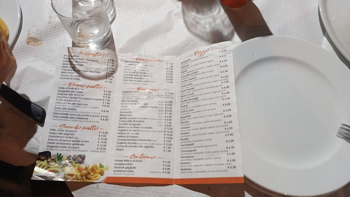 Menu di Senza Pensieri Pizzeria Ristorante Braceria 