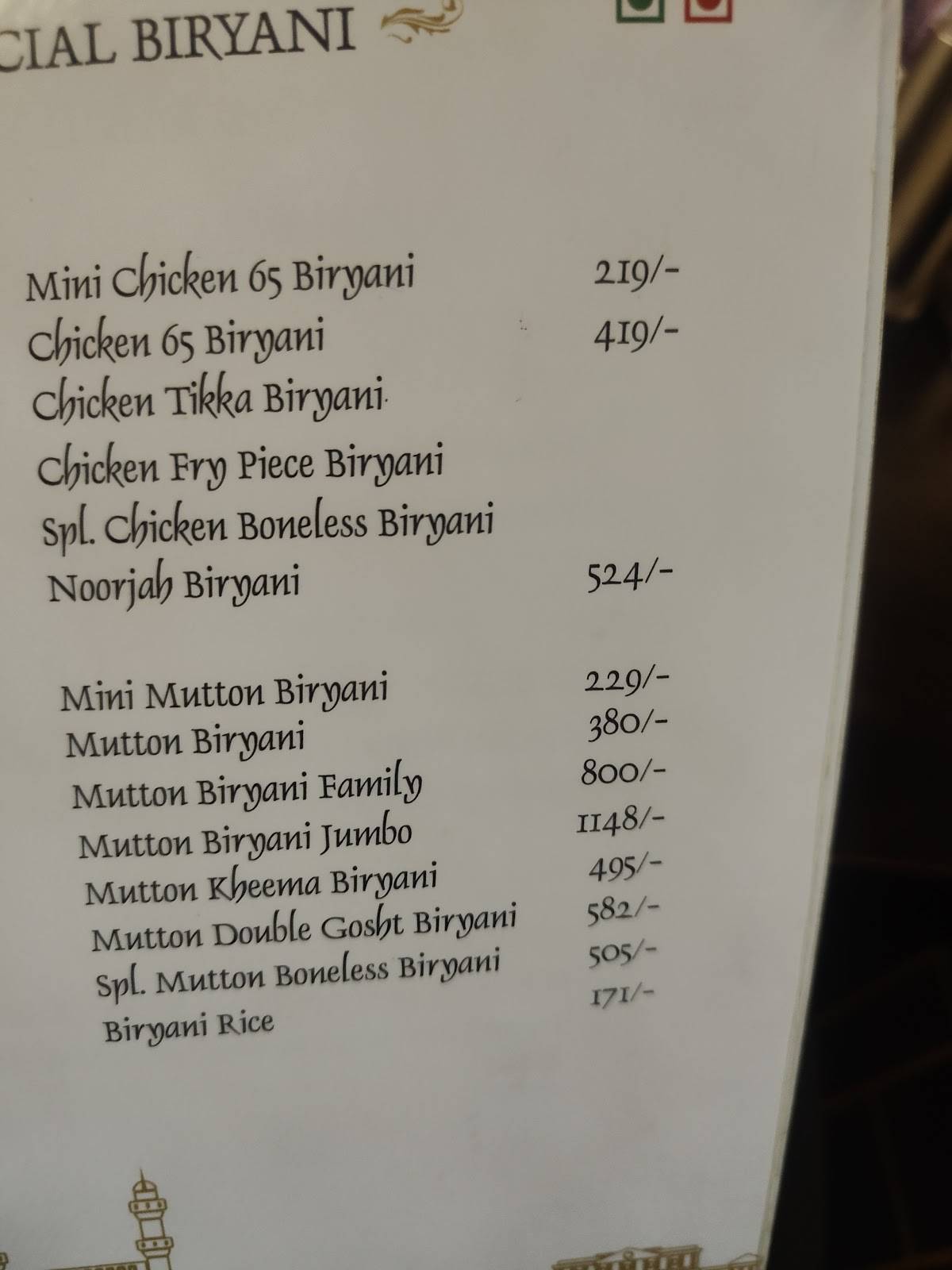 Lavish Family Restaurant menu