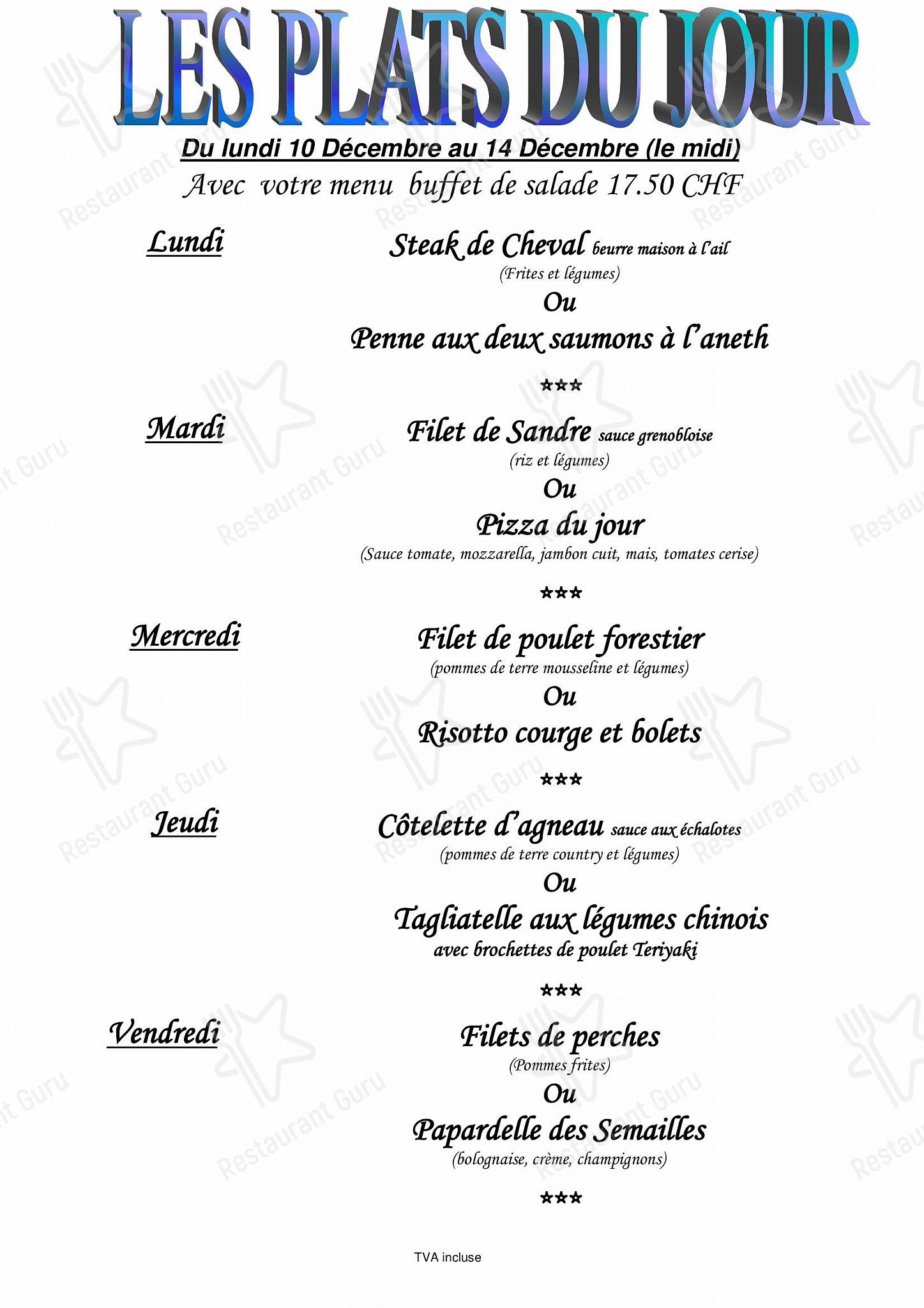 Menu bar per Restaurant des Semailles pizzeria