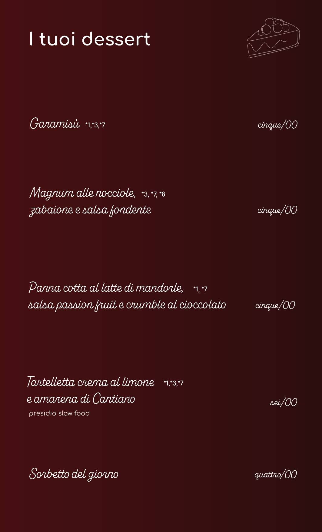Menu di Garage Pizzeria Gourmet Senigallia 