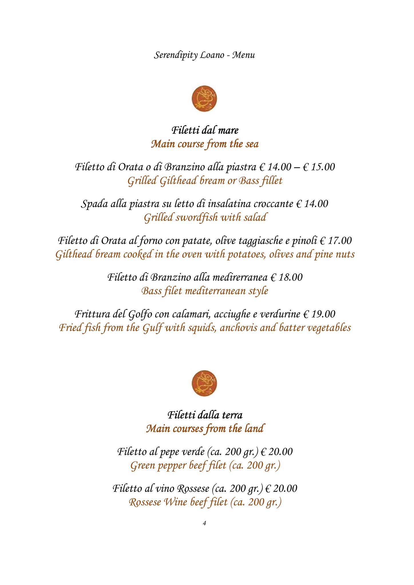 Menu di Serendipity 