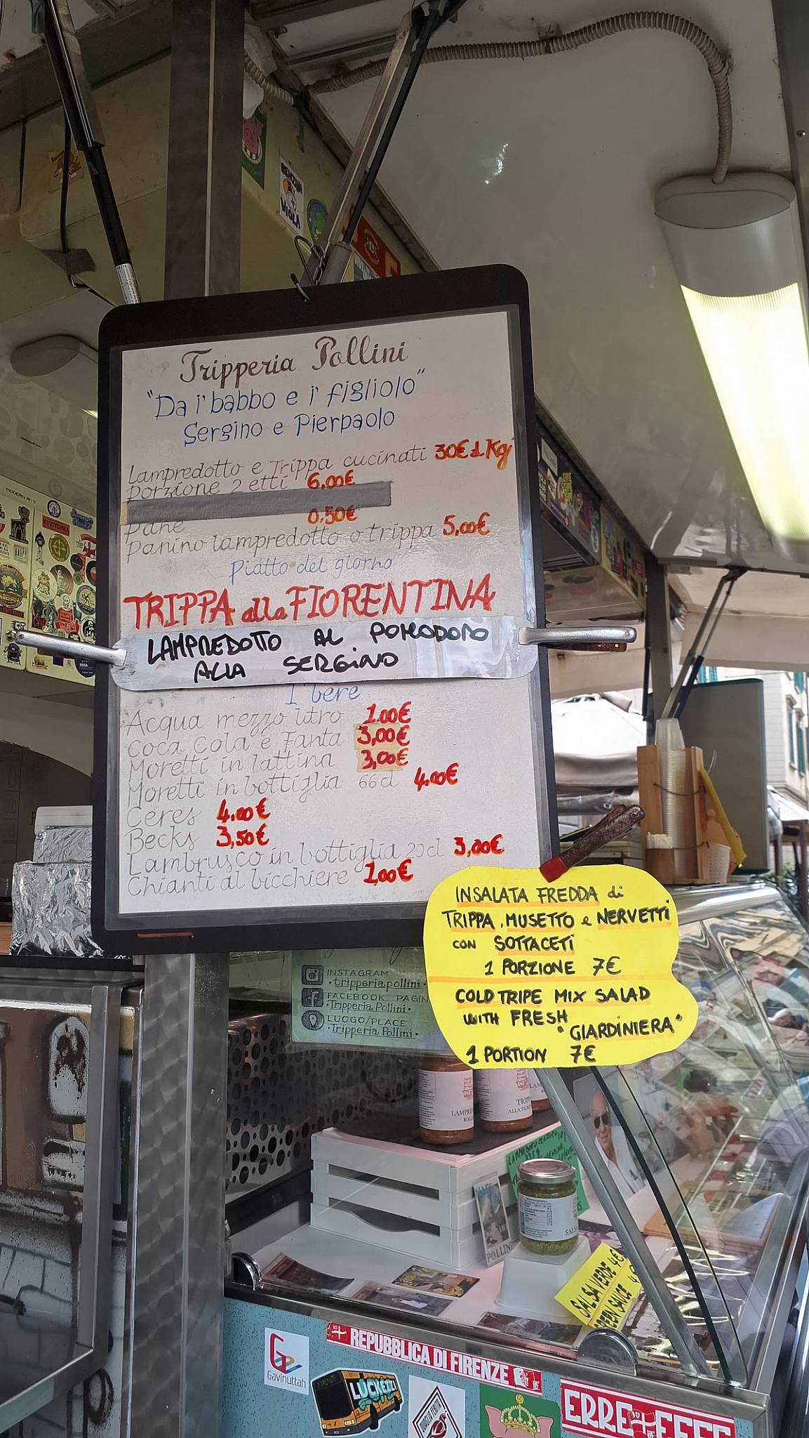 Menu di Tripperia Pollini Lampredotto 