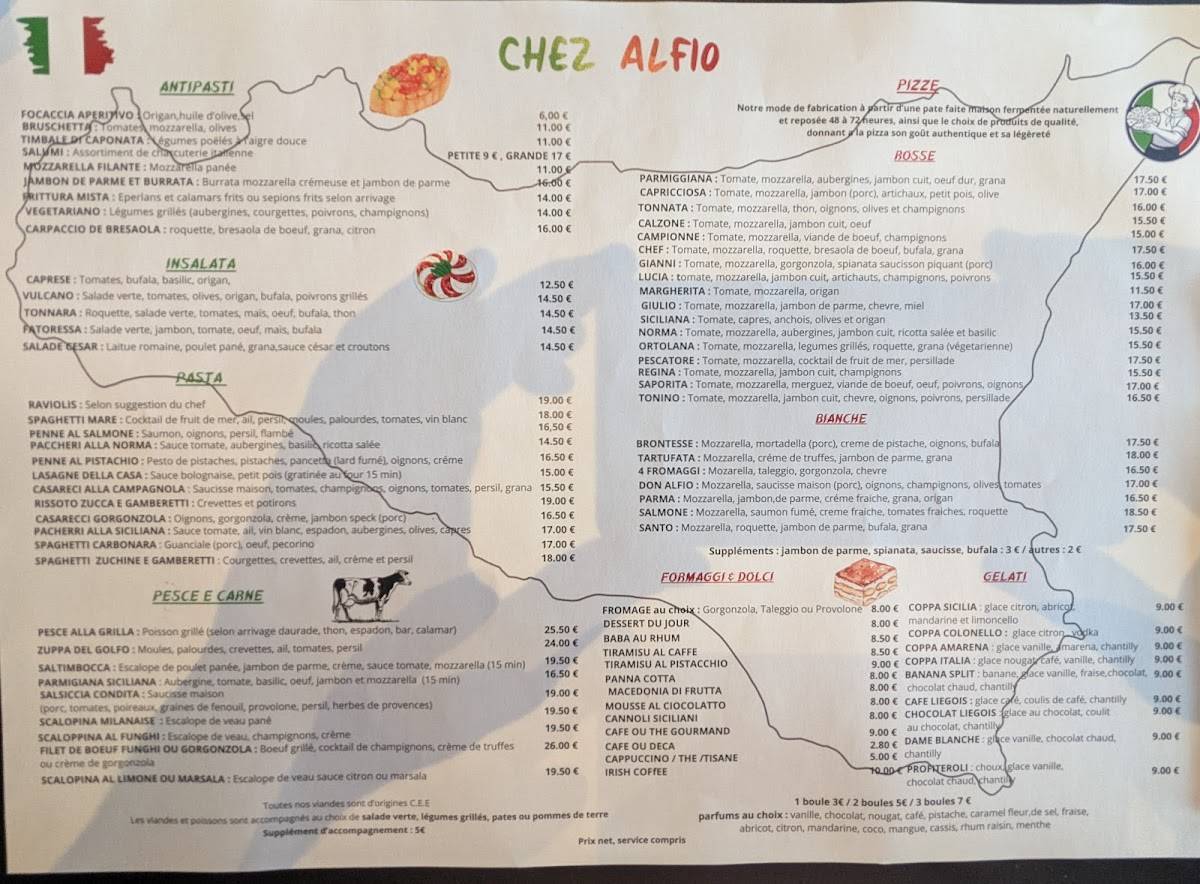 Menu de Chez Alfio Restaurant Sergio