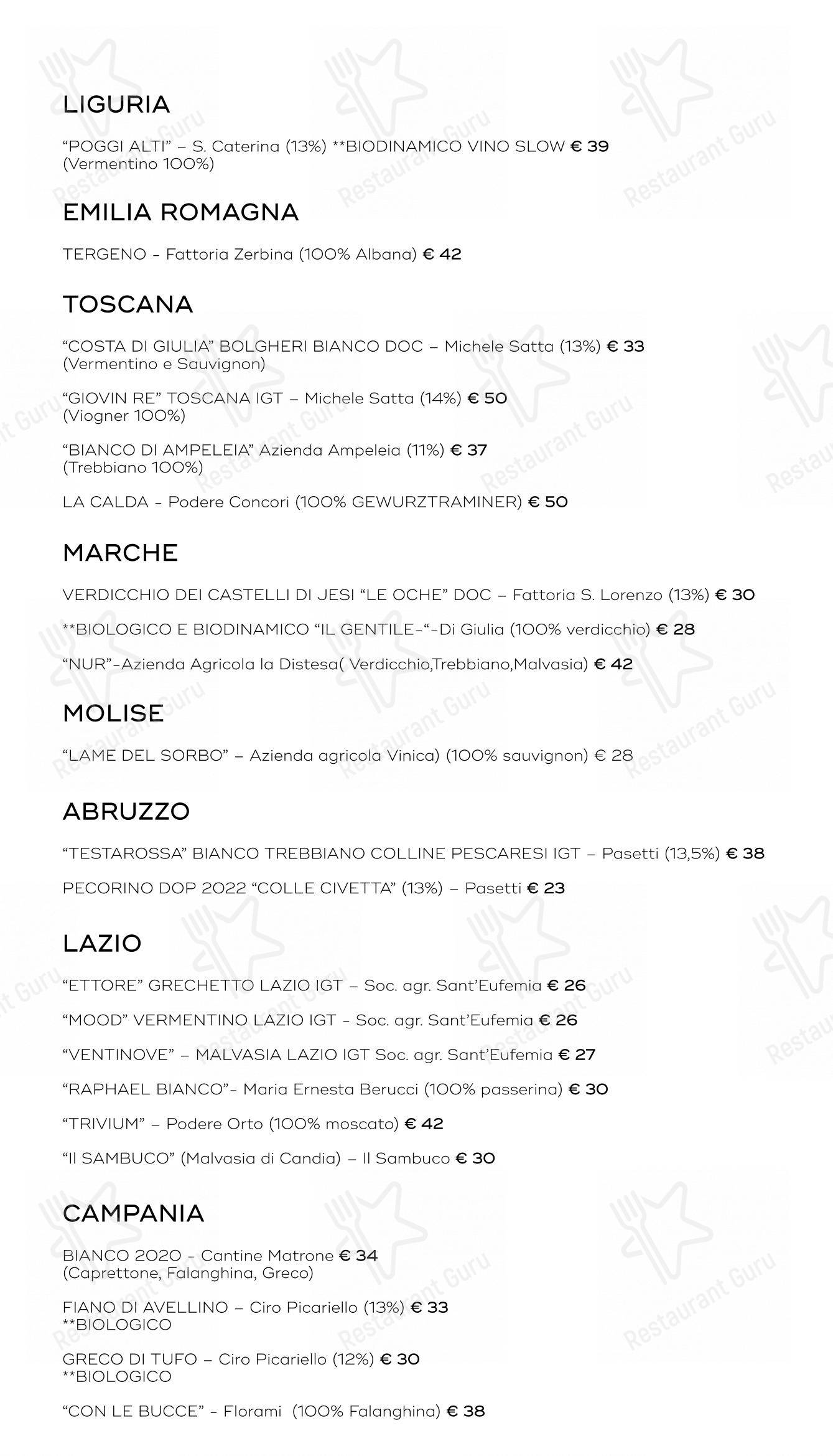 Menu bar per SEU Pizza in Roma