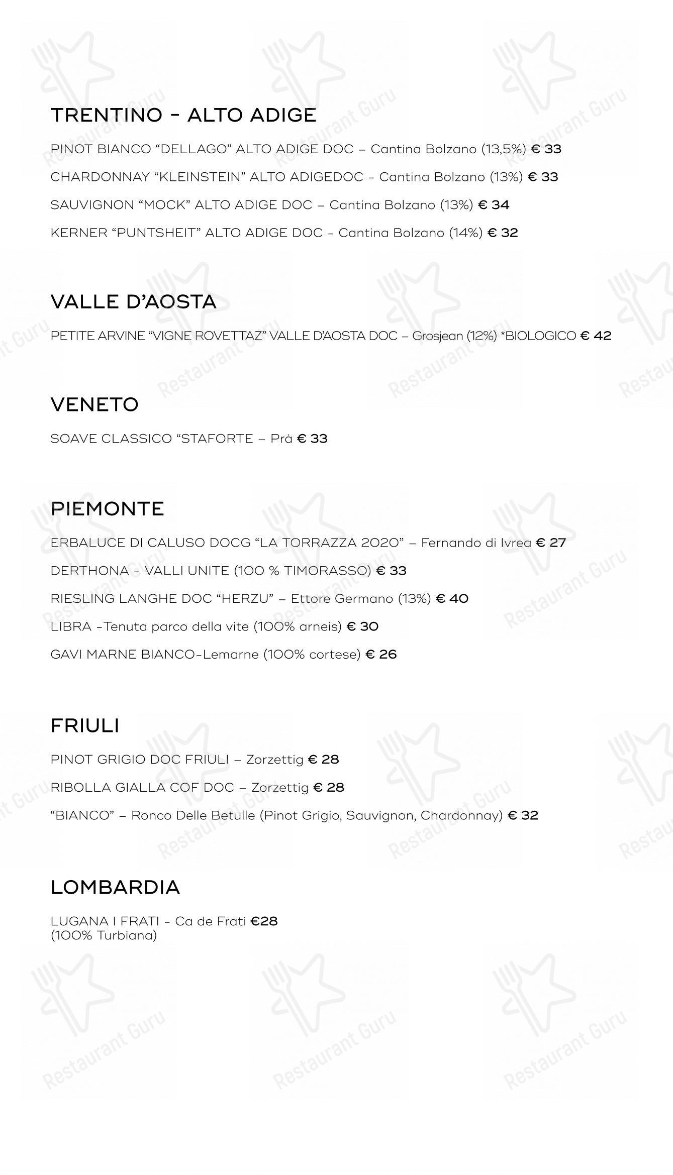 Menu bar per SEU Pizza in Roma