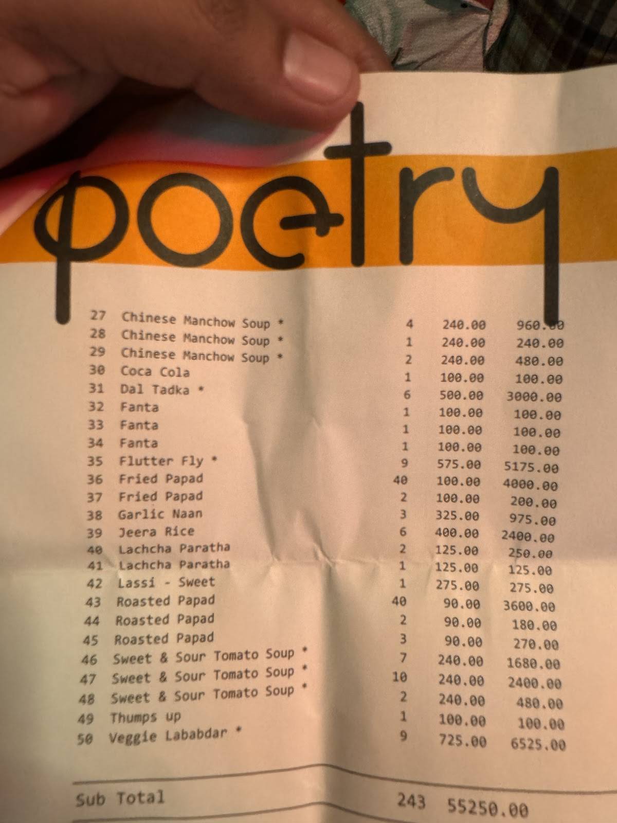Seven By Poetry menu