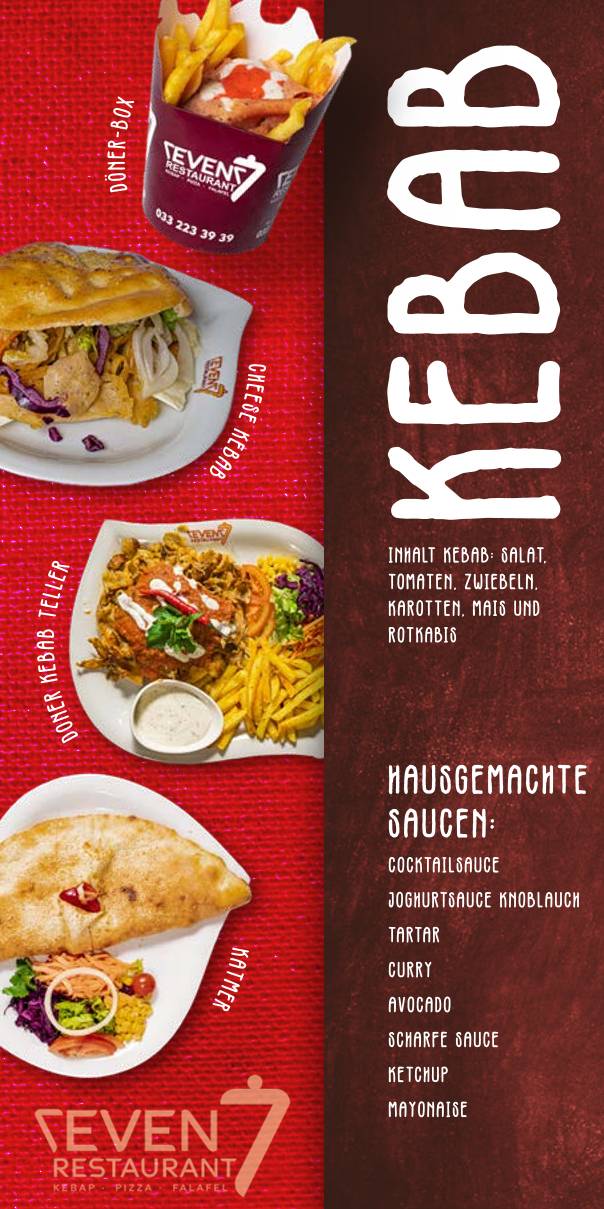 Menu di Sevens Restaurant Bar Take Away 