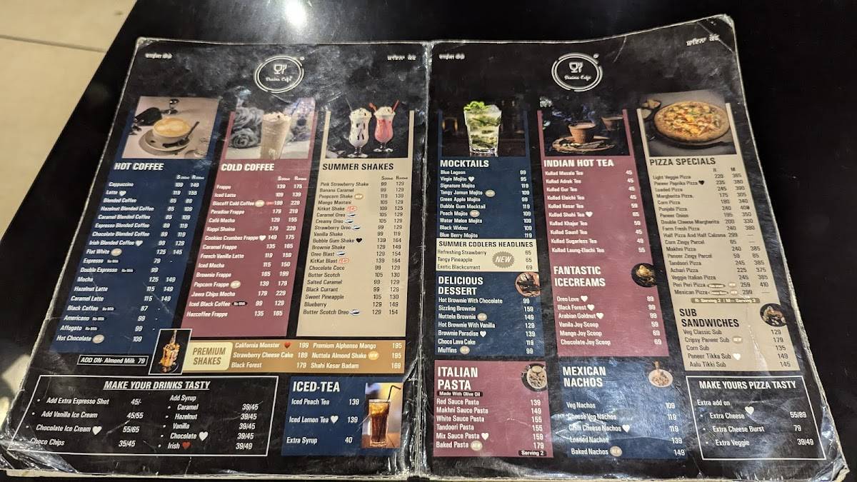 Shaina cafe menu