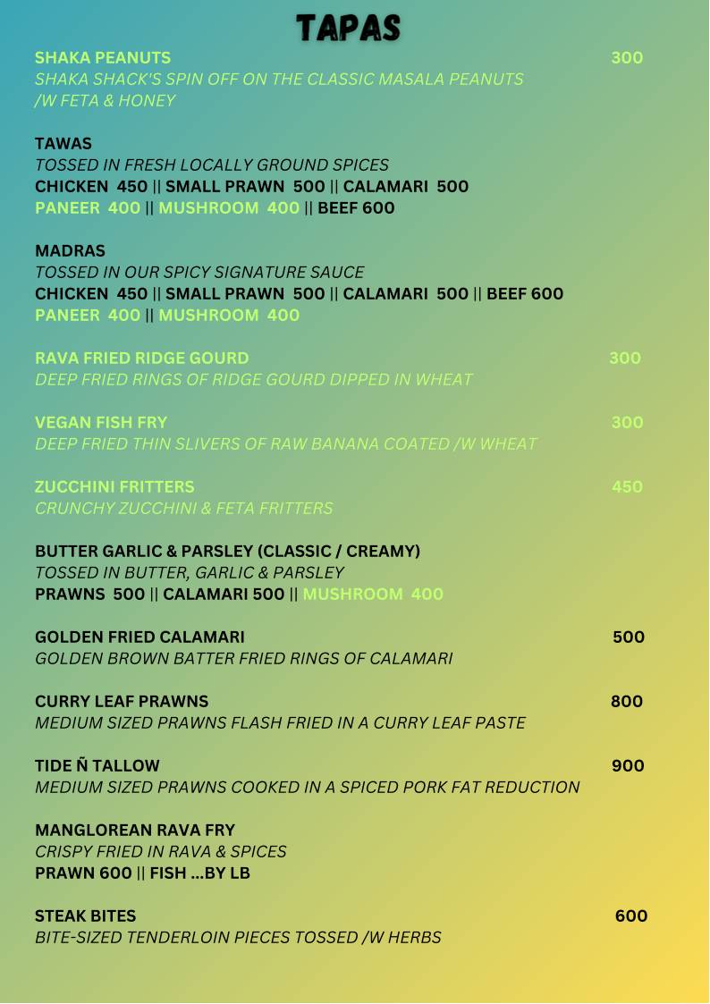 Shaka Shack menu