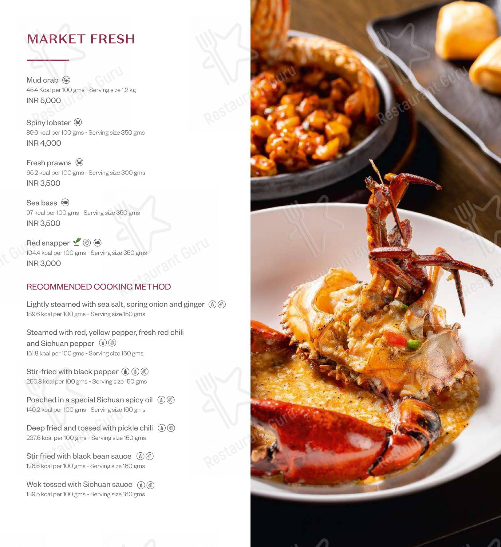 Menu for Shang Palace in New Delhi