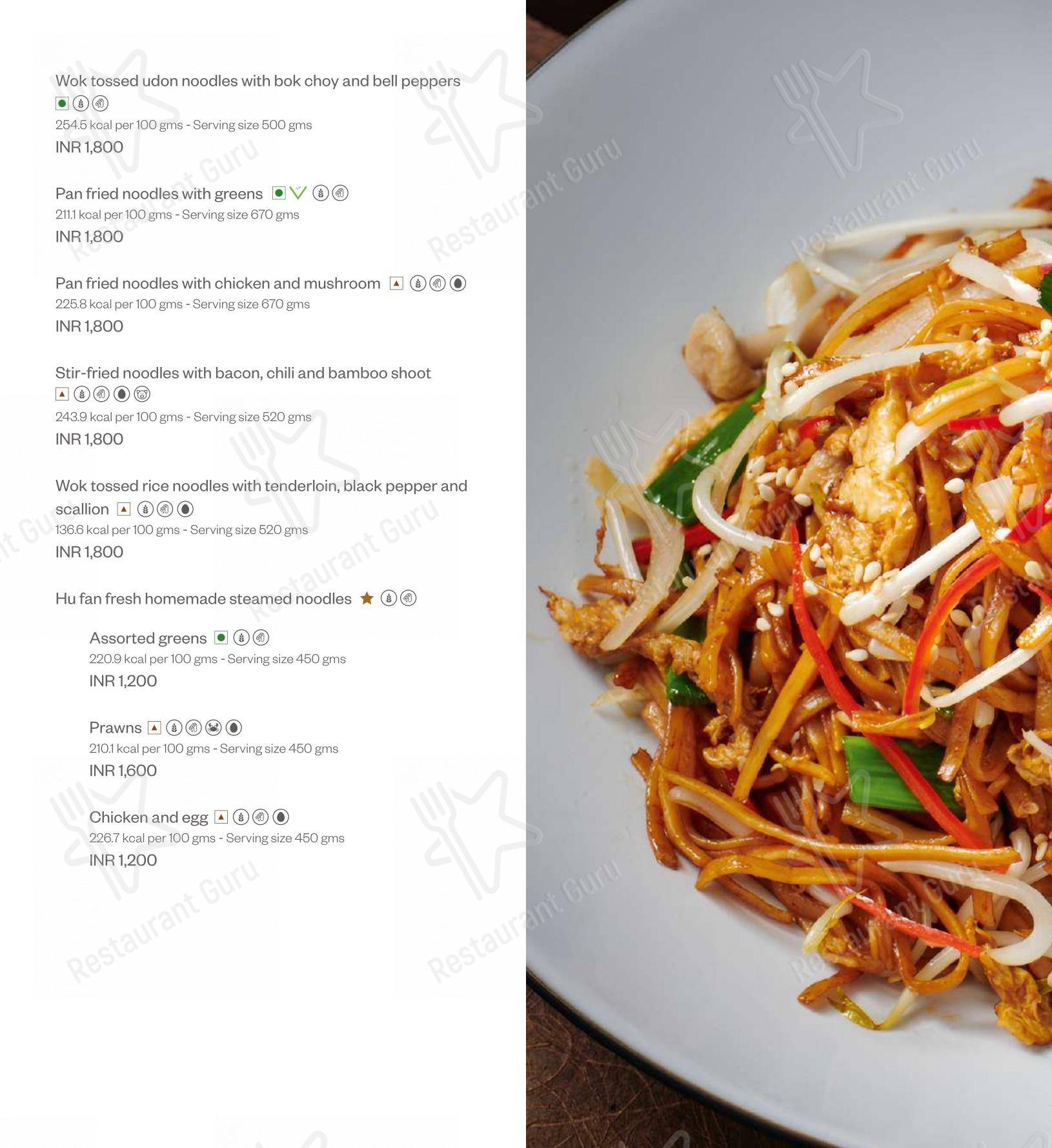 Menu for Shang Palace in New Delhi