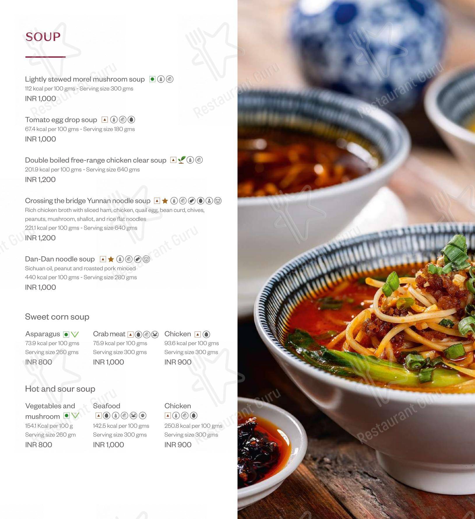 Menu for Shang Palace in New Delhi