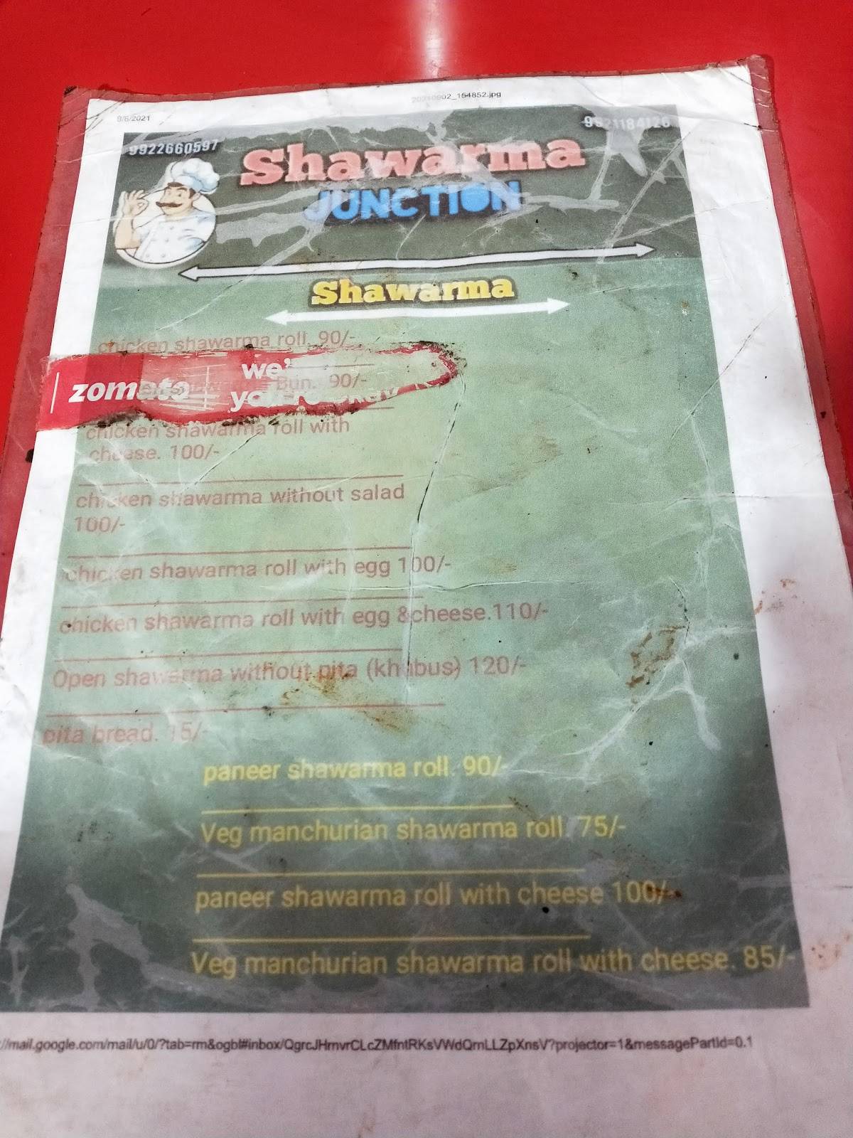 Shawarma Junction menu