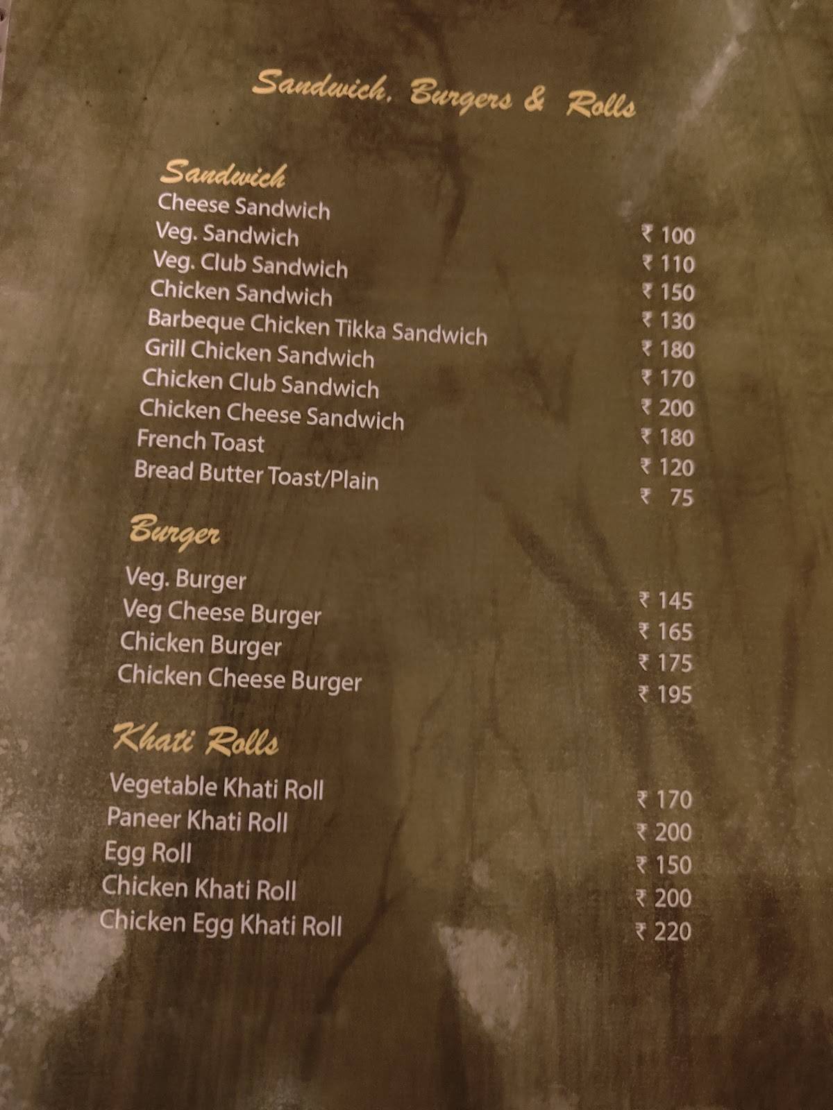 Menu at Bamboo Hut, Shillong, Rap's Mansion