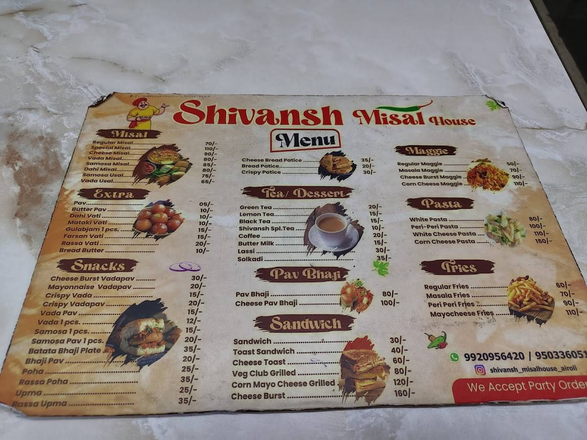 Shivansh Misal House menu