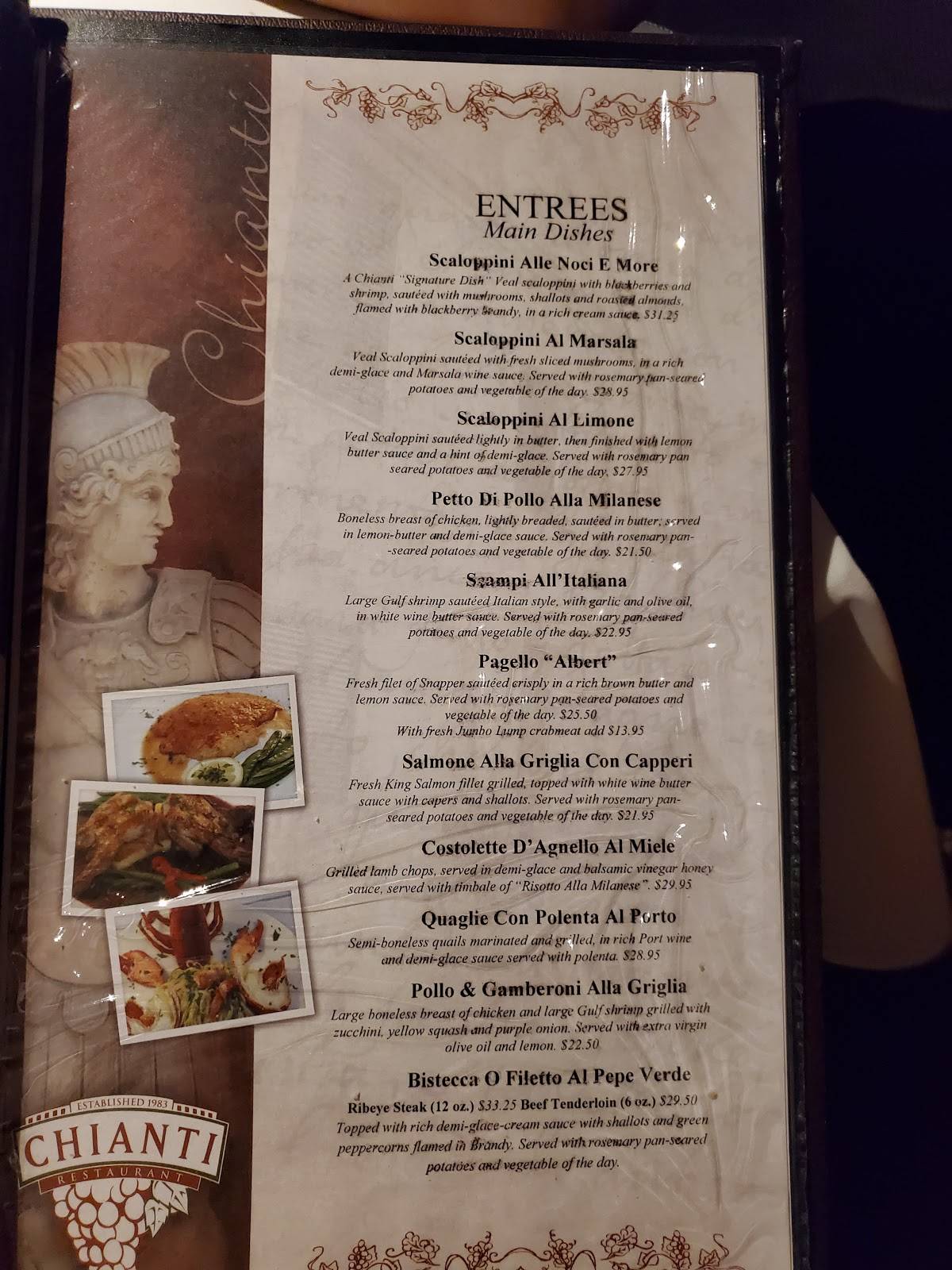 Menu at Chianti Restaurant, Shreveport