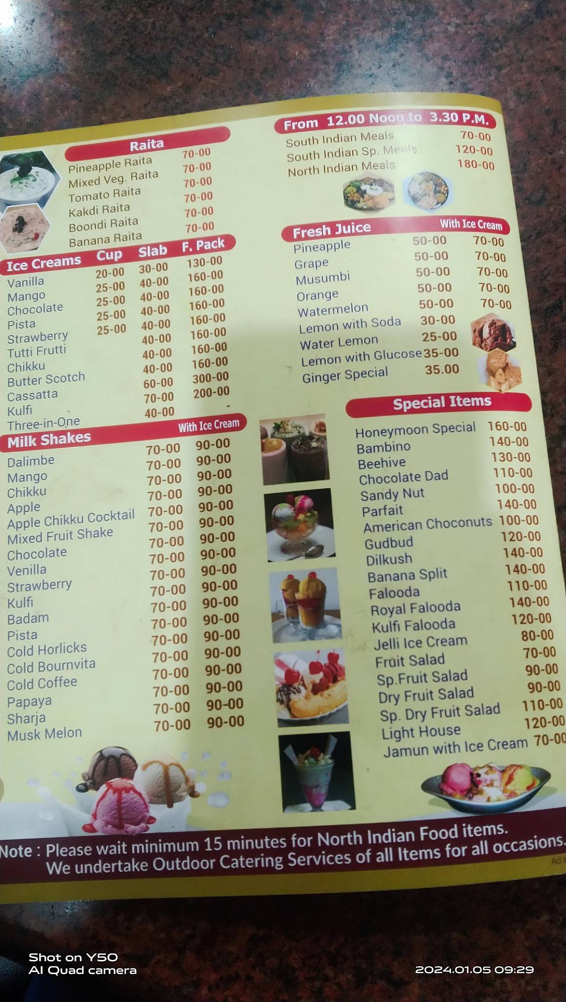 Shri Hariprasad menu