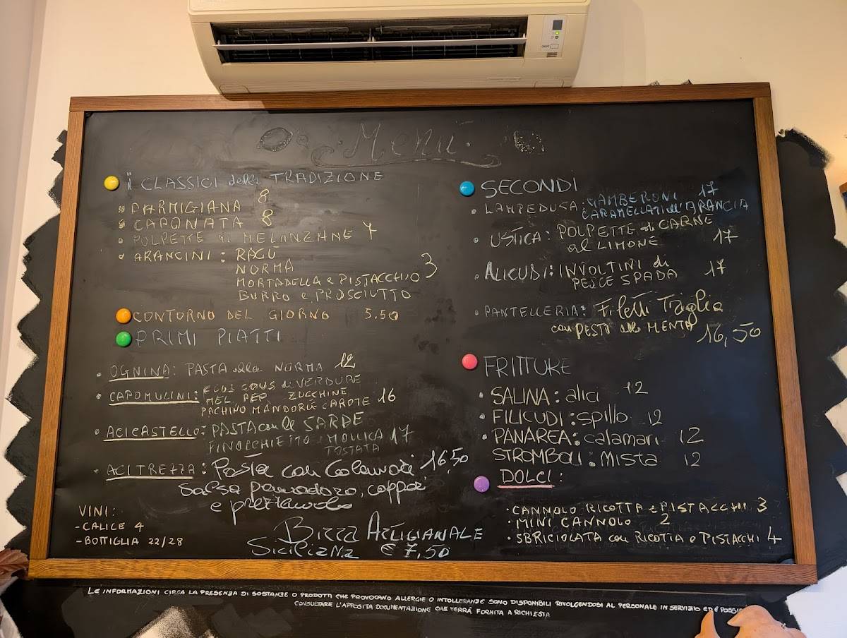 Menu di Sicilia Bedda Sicily Food Lab 