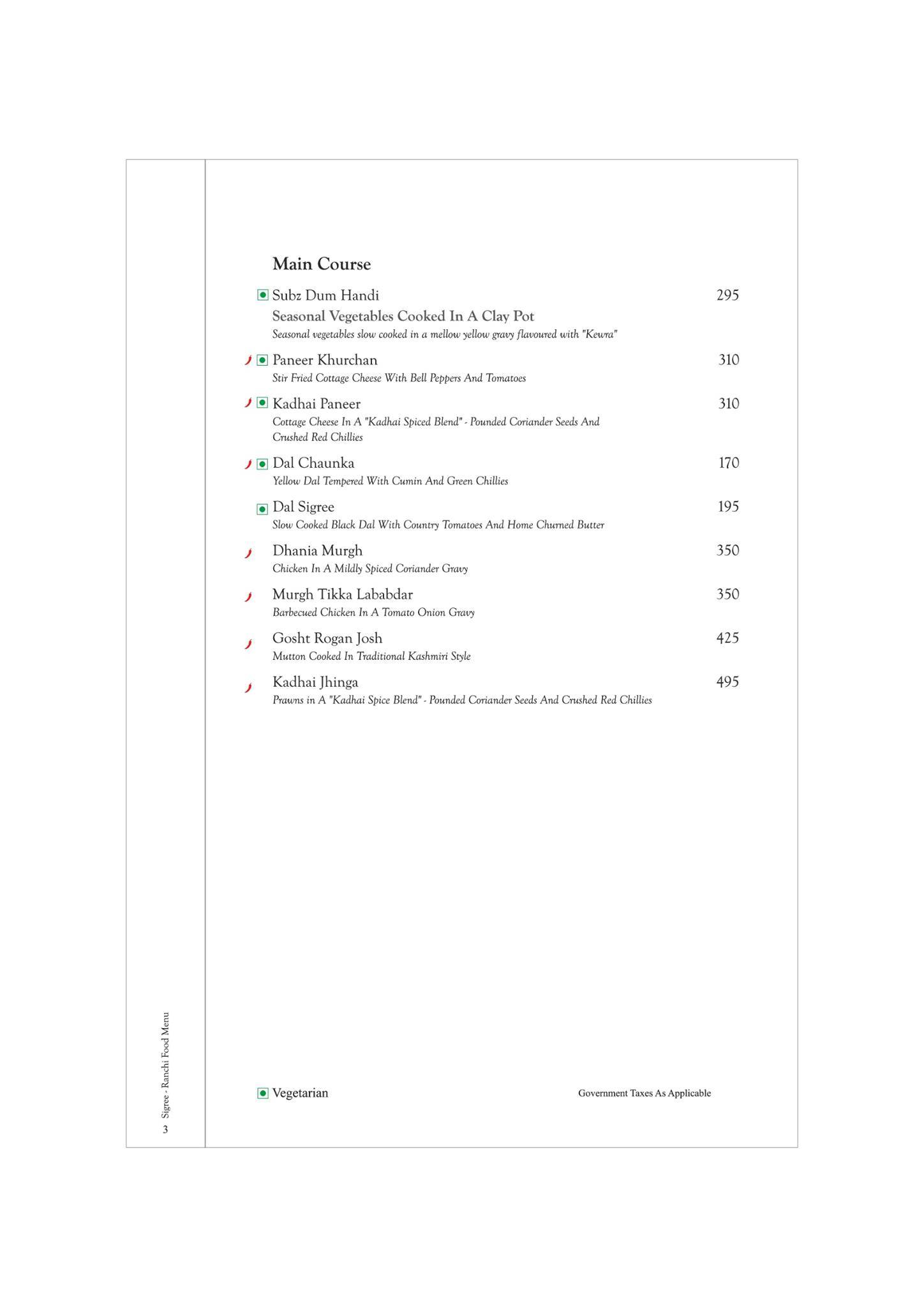 Sigree menu