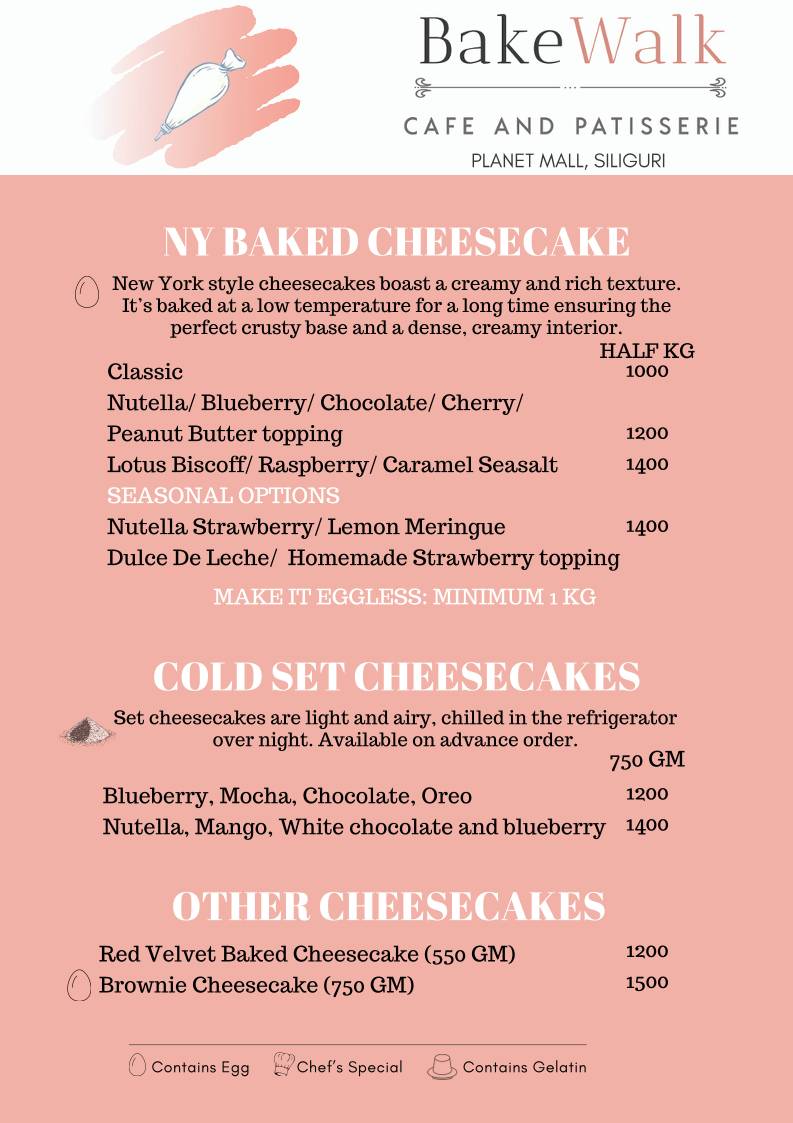 Bake Walk- cafe and patisserie menu
