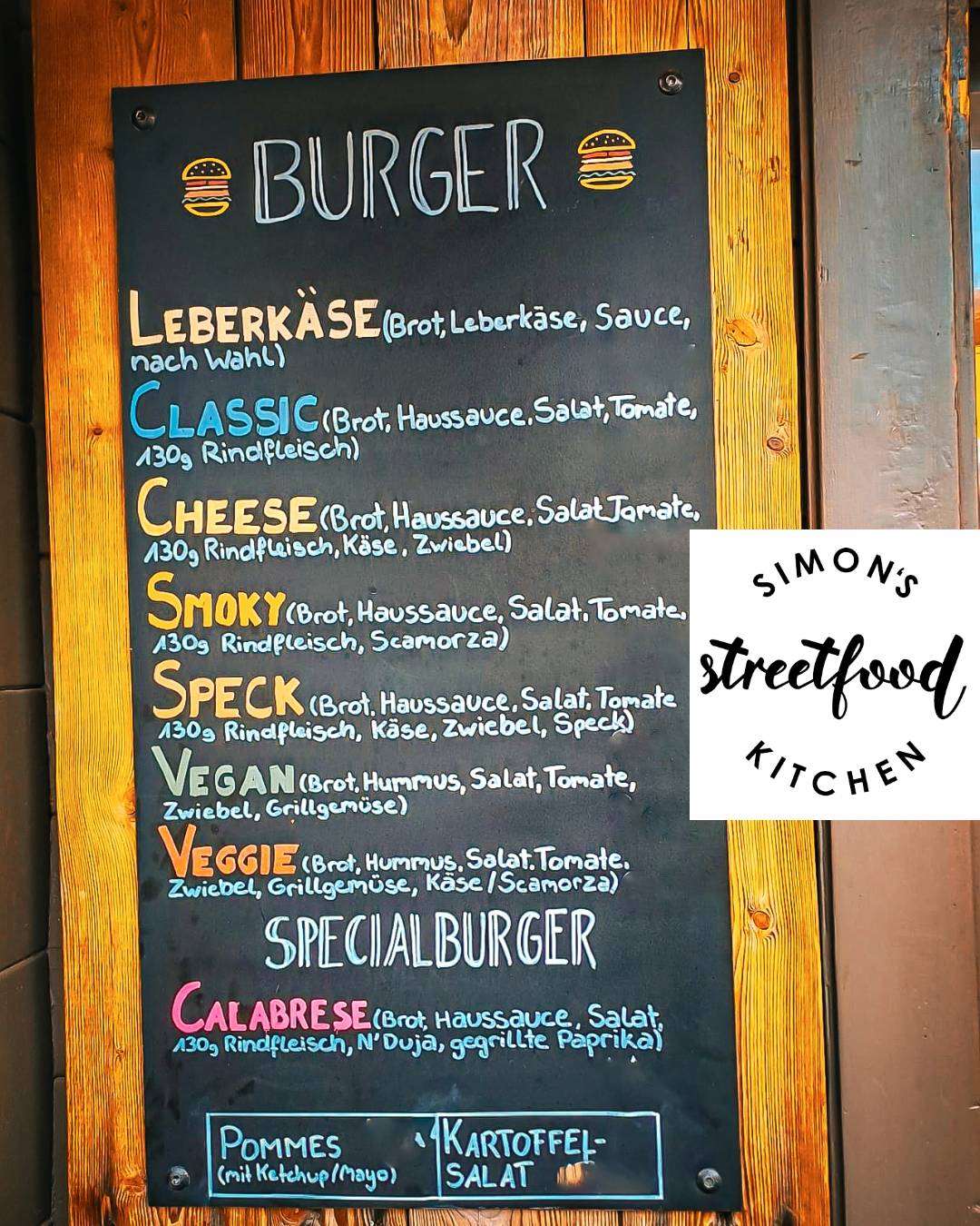 Menu di Simon's Streetfood Kitchen Meran Burger & More 