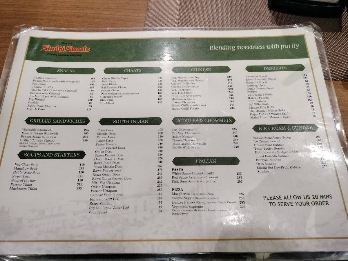Sindhi Sweets menu