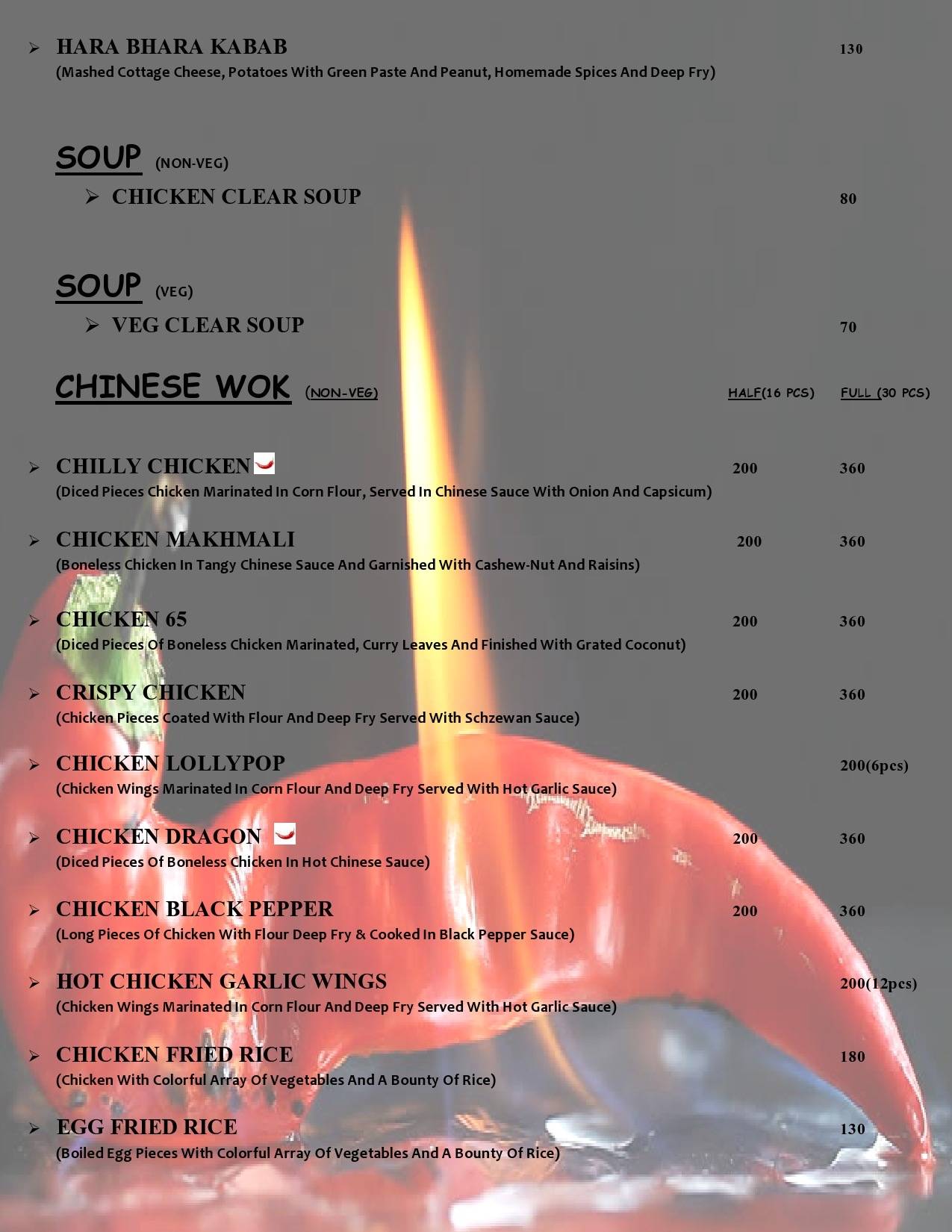 Singh Sahab Restaurant menu
